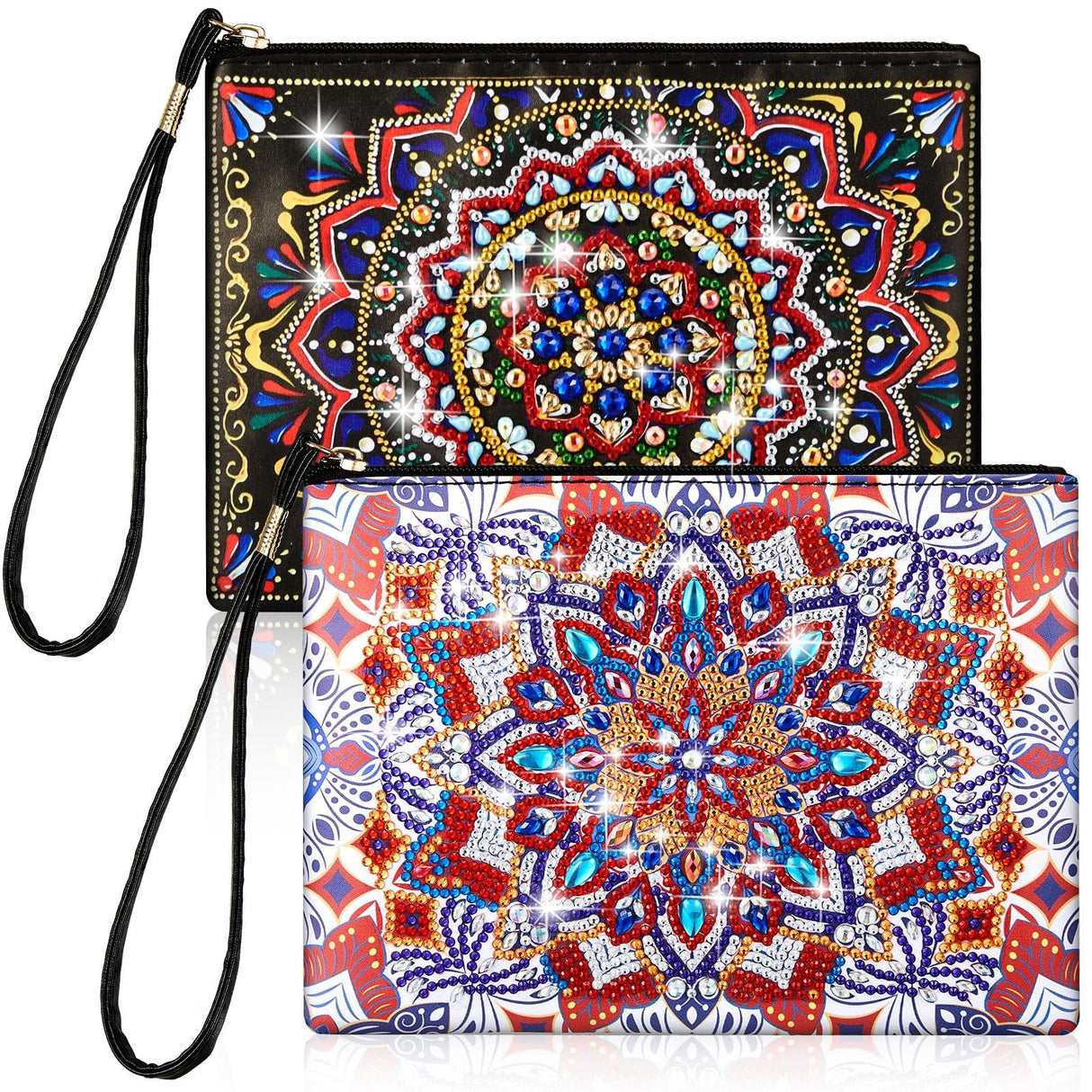 Geyoga 2 Pieces DIY Diamond Painting Purses 5D DIY Diamond Painting Handbag Diamond Art Wristlet Clutch Bag for Women Girls Art Craft Makeup Gift (Mandala) Geyoga