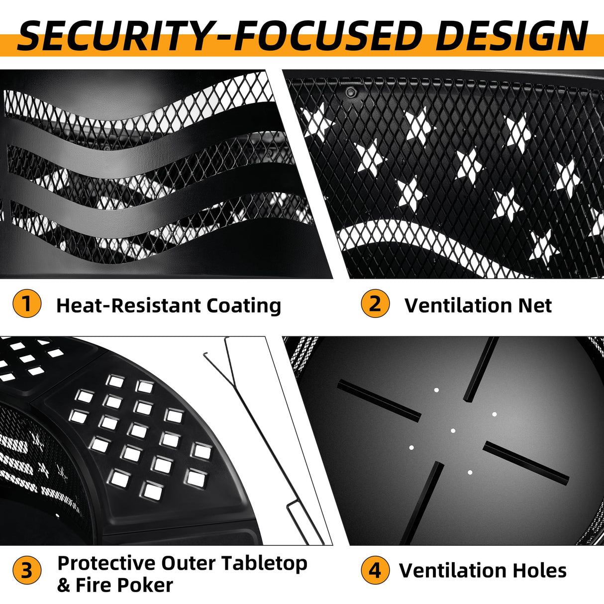 PrimeZone 42" Outdoor Fire Pit with 2 Grills - Wood Burning Firepit for Outside with Cover & Poker, Heavy Duty Metal Fire Pit Large Round Fireplace for Patio, Backyard, Picnic, Camping, Bonfire PrimeZone