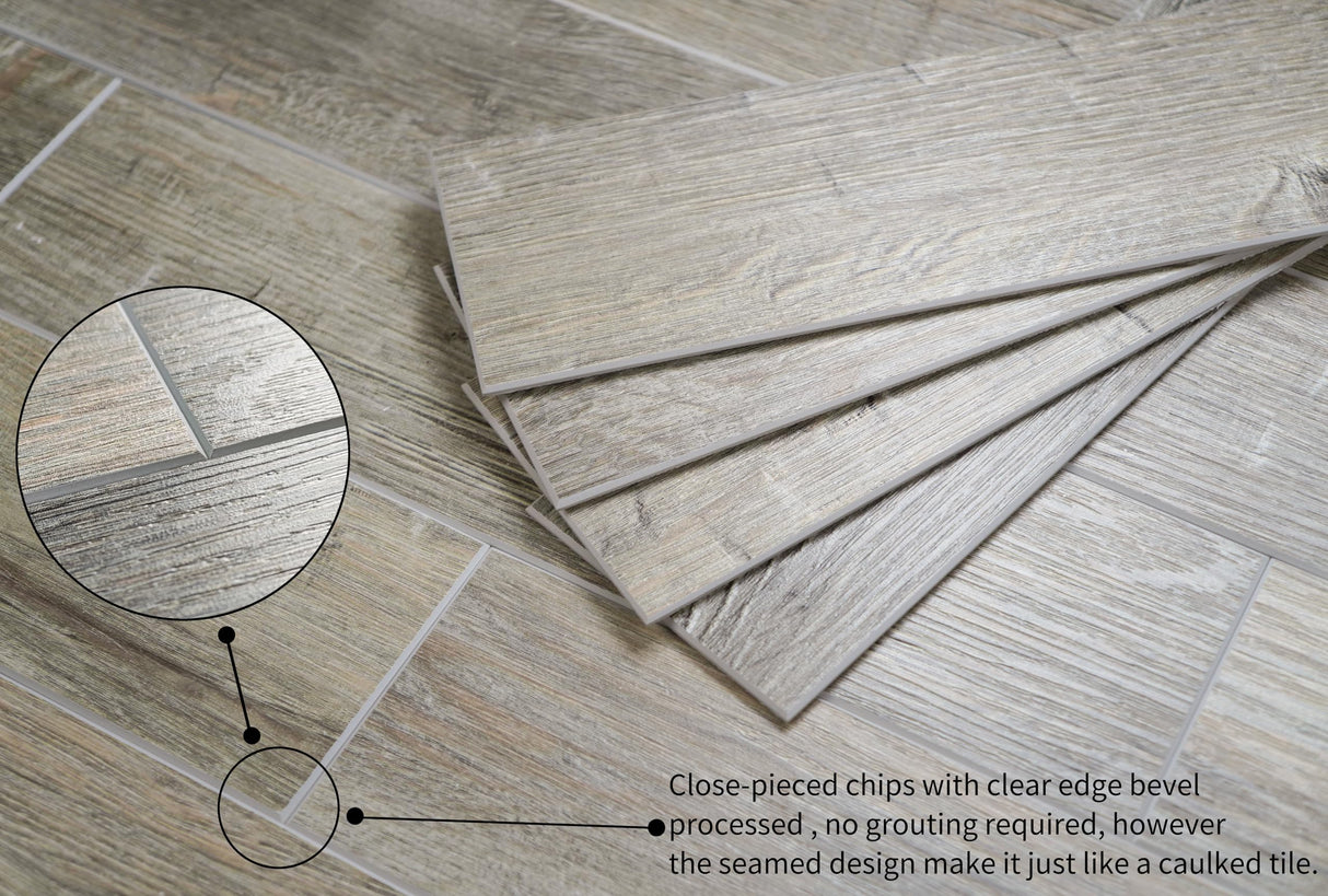 COLAMO Wood Look Tile Peel and Stick Backsplash,Thick Rigid Oak-Weathered Stick On Kitchen Backsplash,Adhesive Faux Shiplap Wood Panels for RV,Vanity,Accent Wall,Self Stick Wall Tile(24PCS) COLAMO