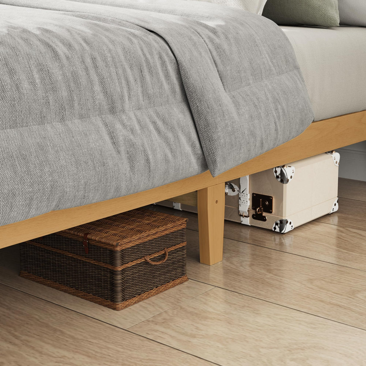 COLAMY 12 Inch Queen Size Platform Bed Frame,Sturdy Wood Bed Frame with Wood Slat Support, No Box Spring Needed, Easy Assembly(Rustic Pine) COLAMY