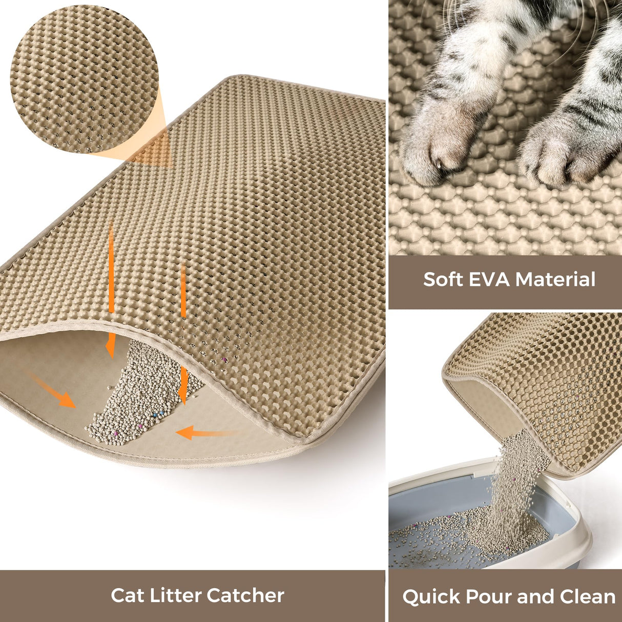 Cat Litter Box Enclosure with Litter Trapping Mat; Handwoven Plastic Rattan Cat House; No Installation Hidden Cat Washroom; Pet Crate for Balcony,Bedroom,Living Room Honiakaka