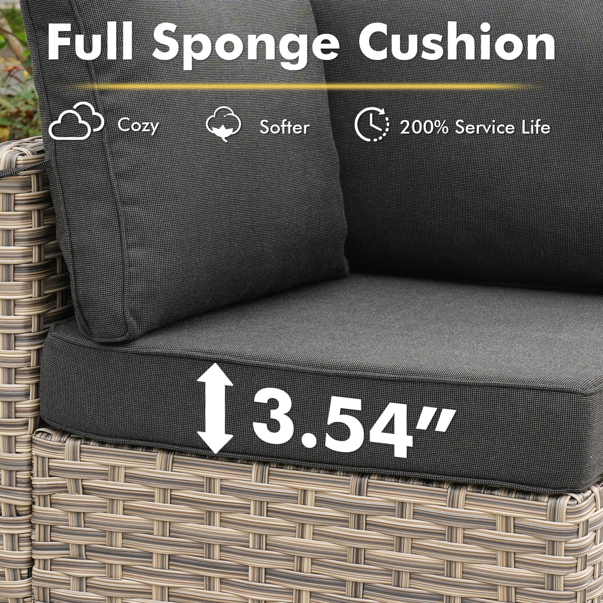 CAODOC 11-Piece Outdoor Sectional Sofa Set w/ 54" Fire Pit – L-Shaped Wicker Patio Furniture, Deep Seating & Swivel Rockers,Black CAODOC