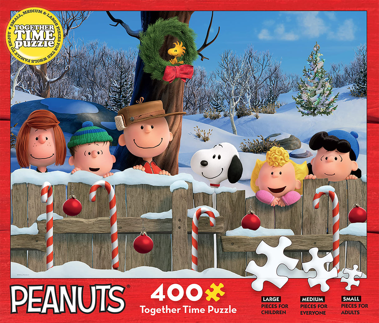 Ceaco - Together Time Collection - Holiday - Fence, (3) Piece Sizes - Standard, Medium, and Oversized 400 Piece Jigsaw Puzzle Ceaco