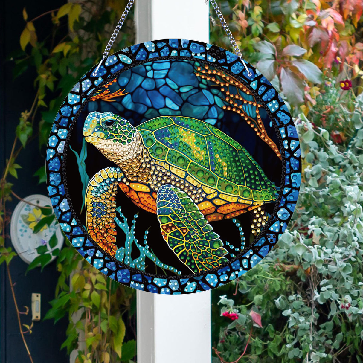 LYENYI Sea Turtle Hanging Ornament, Acrylic Diamond Painting Pendant, 7.48 inch, Green, Birthday, Wedding, Thanksgiving, Graduation, Anniversary, Halloween, Christmas Gift Sesyomr