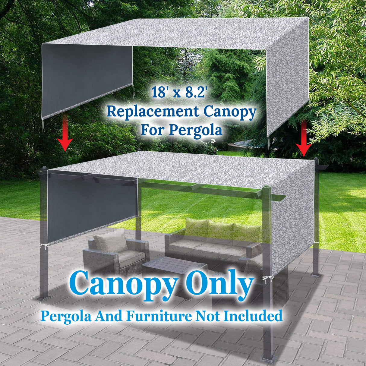 BenefitUSA 18' x 8.2' Universal Replacement Canopy Top Cover for Pergola Structure (Circle Pattern) BenefitUSA