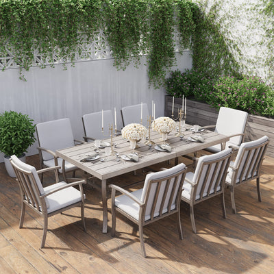 HAPPATIO Aluminum 9 Piece Patio Dining Set - Aluminum Outdoor Dining Set for 8, Patio Dining Table and Chairs Set, Patio Furniture with Table and Chairs (Gray)