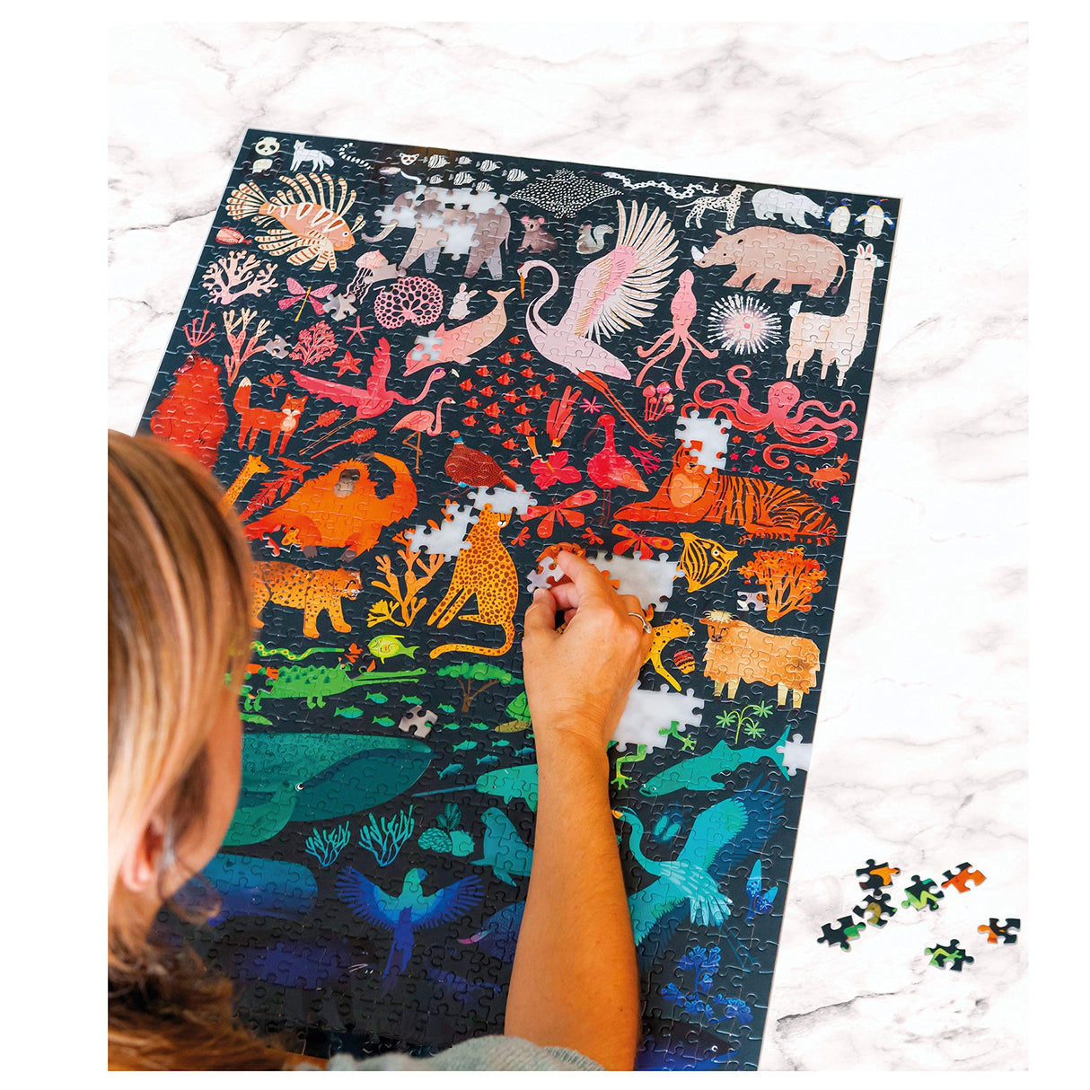 Elena Essex Puzzles for Adults - Rainbow Kingdom | 1000 Piece Puzzle | Jigsaw Puzzles 1000 Pieces | Pride Rainbow Animal Gradient Puzzle | Adult Puzzles Size 20 x 28 inches Elena Essex
