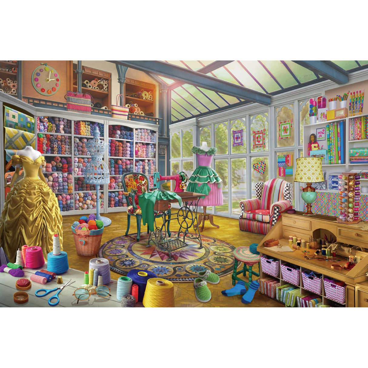 Lavievert Wooden Jigsaw Puzzle 1000 Piece Puzzle for Adults and Kids - Sewing Room LAVIEVERT