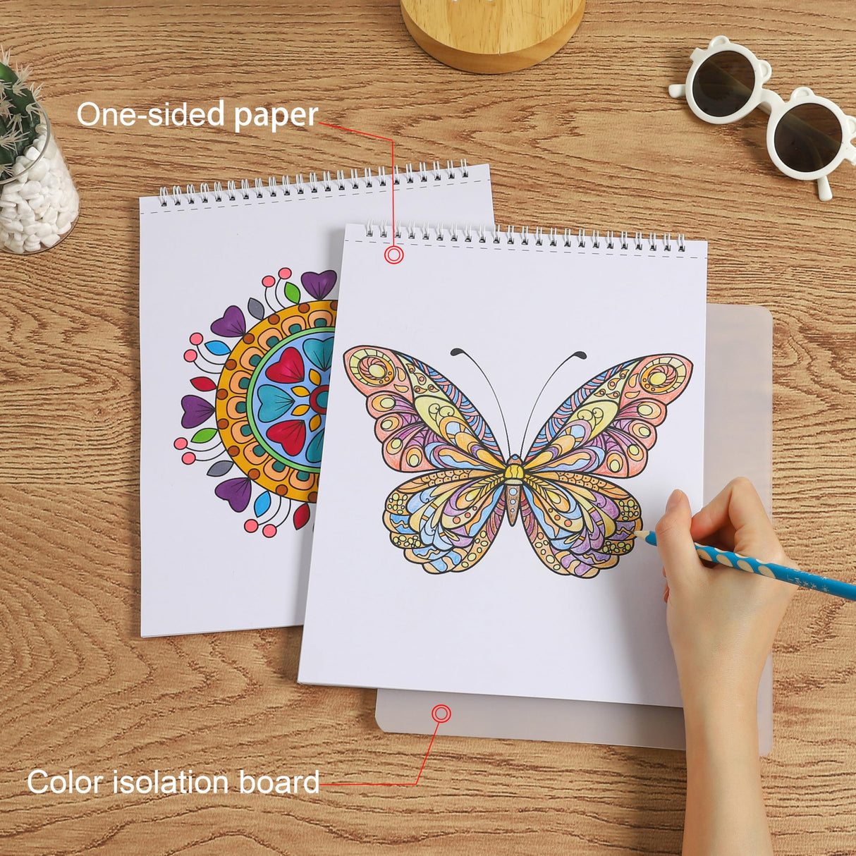Silunkia Adult Coloring Books Set 8.5 x 11 Inch - 4 Books Adult Animal Butterfly Bird Mandala Design, Coloring Books for Adults to Relax and Relieve Anxiety - Top Spiral Binding is Easier to Use