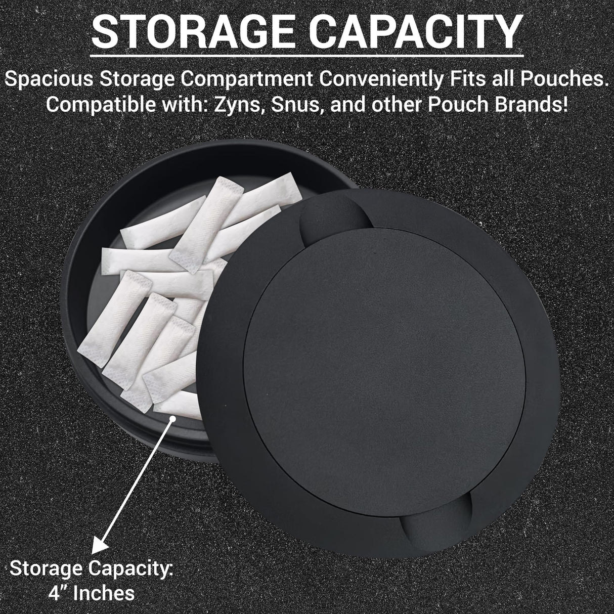 Matte Black Metal Zyn Pouch Container – Dual Compartment Storage Tin with Secure Lid Tharos Distribution