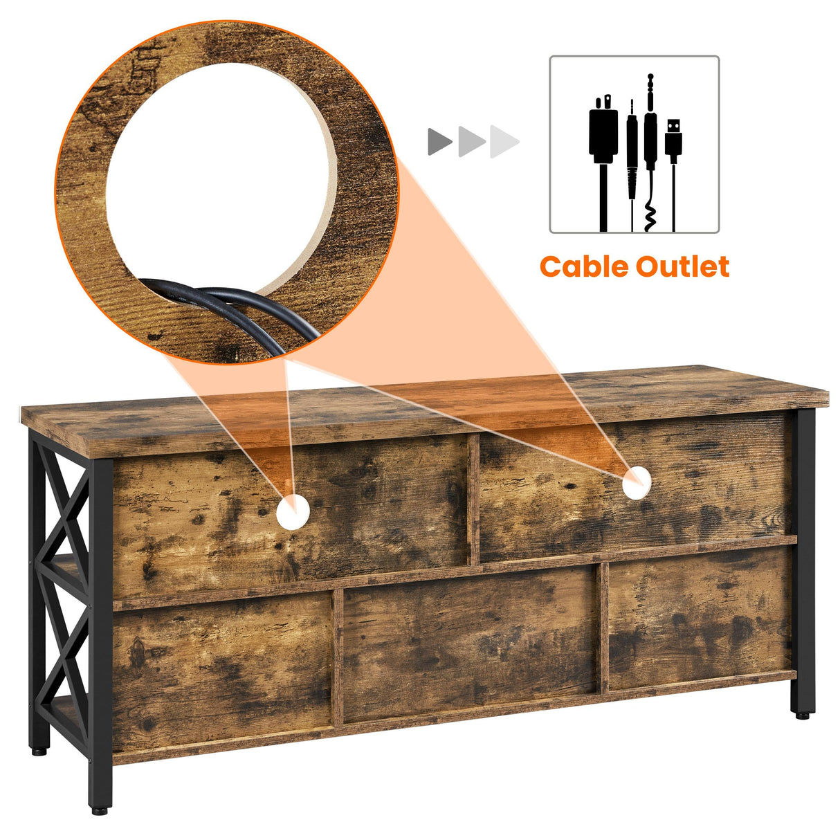 Yaheetech TV Stand for Living Room, Industrial Entertainment Center for 65 Inch TV, Rustic TV Console Stand with Storage Cabinets Wood and Metal, Rustic Brown Yaheetech