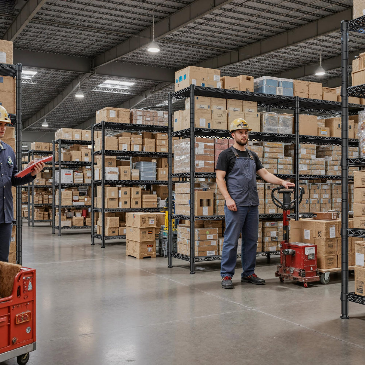 REIBII 72.8" W Storage Shelves Load 1600LBS, 5 Tier Metal Shelving Unit Wire Shelving for Storage Rack Heavy Duty Metal Shelves for Garage Pantry Kitchen, 17.7" D x 72.8" W x 70.9" H REIBII