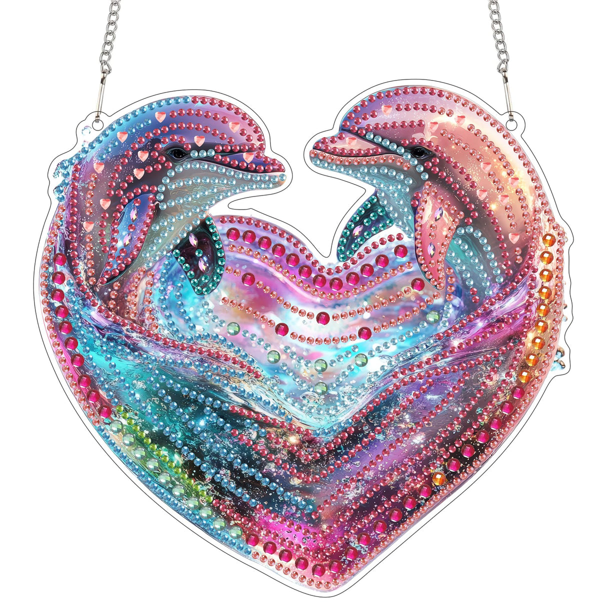 SKRYUIE Hanging Diamond Art Kits for Adults Pendant Dolphin, Special Shaped Crystal DIY Diamond Painting Kit, Acrylic Board Wreath Pendants Double Sided, Home Decor 7.48 x 7.32 Inch c1 SKRYUIE