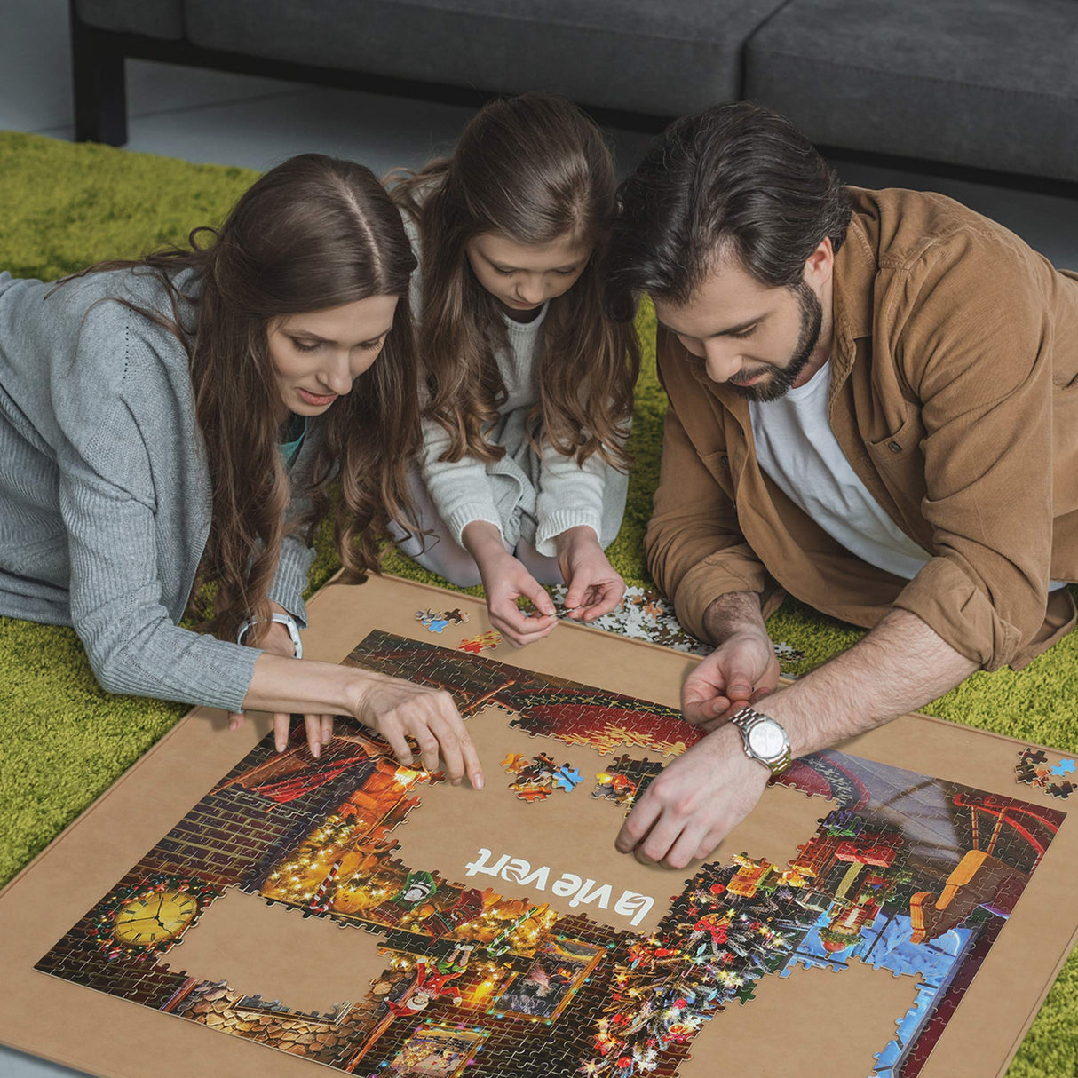 Lavievert Wooden Jigsaw Puzzle Board Portable Puzzle Plateau for Puzzle Storage Puzzle Saver, Non-Slip Surface, Fits Up to 1500 Pieces - Khaki LAVIEVERT