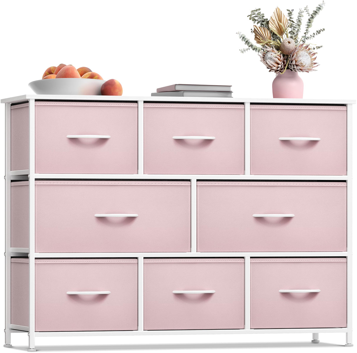 Sorbus Kids Dresser with 8 Drawers - Chest Organizer Unit with Steel Frame Wood Top & Handle, Fabric Bins for Clothes - Wide Furniture for Bedroom Hallway Kids Room Nursery & Closet Sorbus
