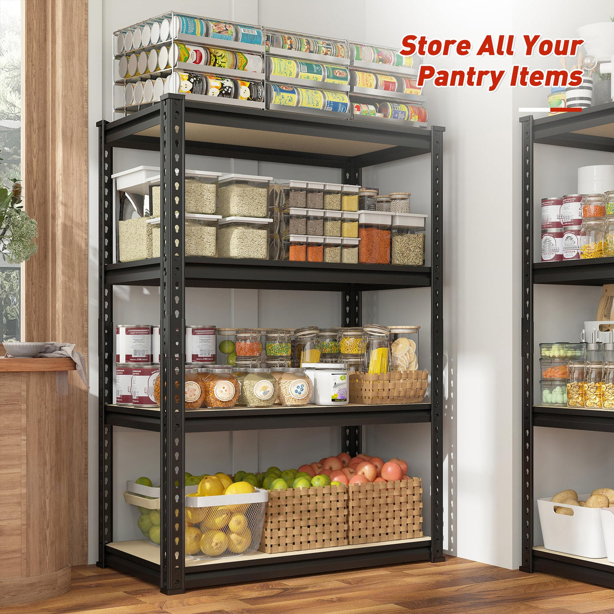 REIBII Storage Shelves Adjustable Metal Shelving 1600LBS Garage Shelves Industrial Metal Shelves 4 Tier Garage Shelving for Warehouse Basement Kitchen Pantry Closet, 11.8" D x 23.6" W x 56.7" H REIBII