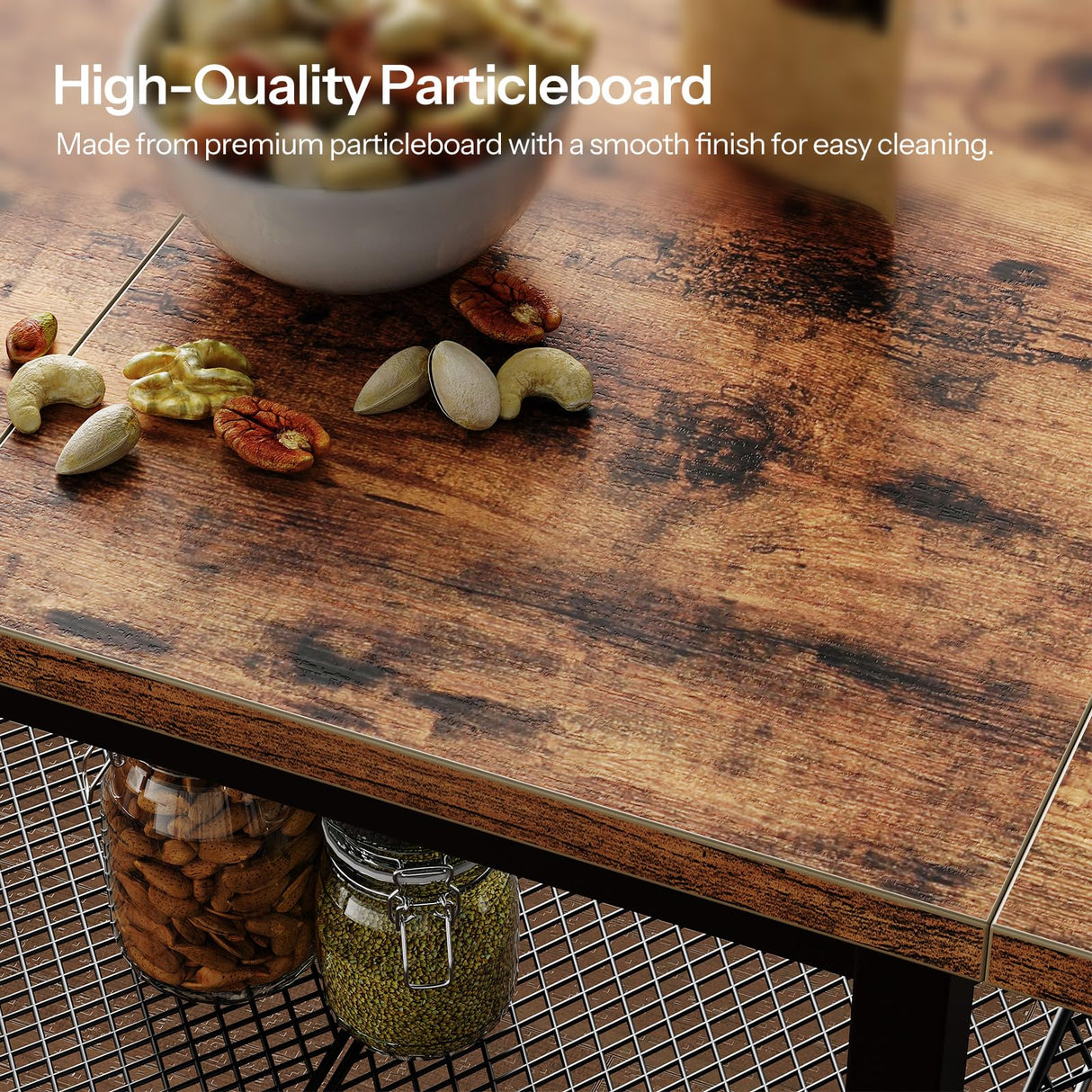 HOOBRO Kitchen Baker's Rack, Coffee Bar Stand with Charging Station, Microwave Stand, 4-Tier Small Kitchen Shelf Rack for Kitchen, Living Room, Rustic Brown and Black BF35UHB01 HOOBRO