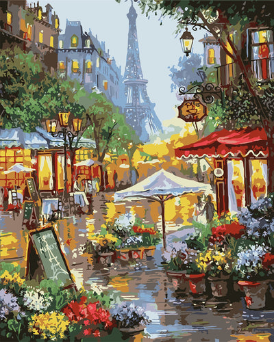 QUITEDEW Paint by Number Kits for Adults,Eiffel Tower Adult Paint by Number Kits,City Oil Painting Suitable for Home Wall Decoration 16x20 Inch