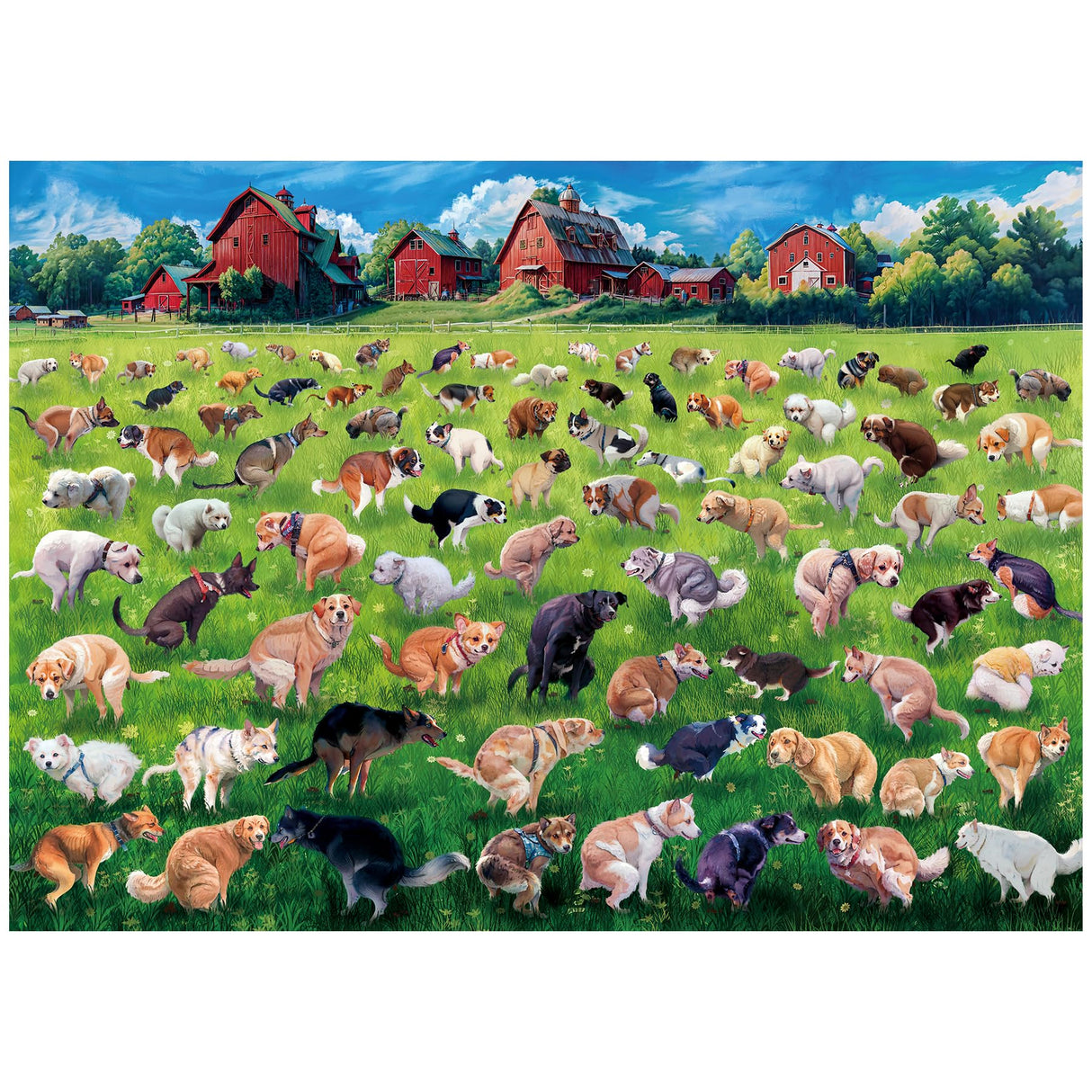 ALL4JIG Dog Pooping Fun Jigsaw Puzzles for Adults and Kids, 1000 Pieces, Christmas Secret Santa Gift, White Elephant Gifts for Dog Lovers, Number Partitioned for Easy Solving ALL4JIG