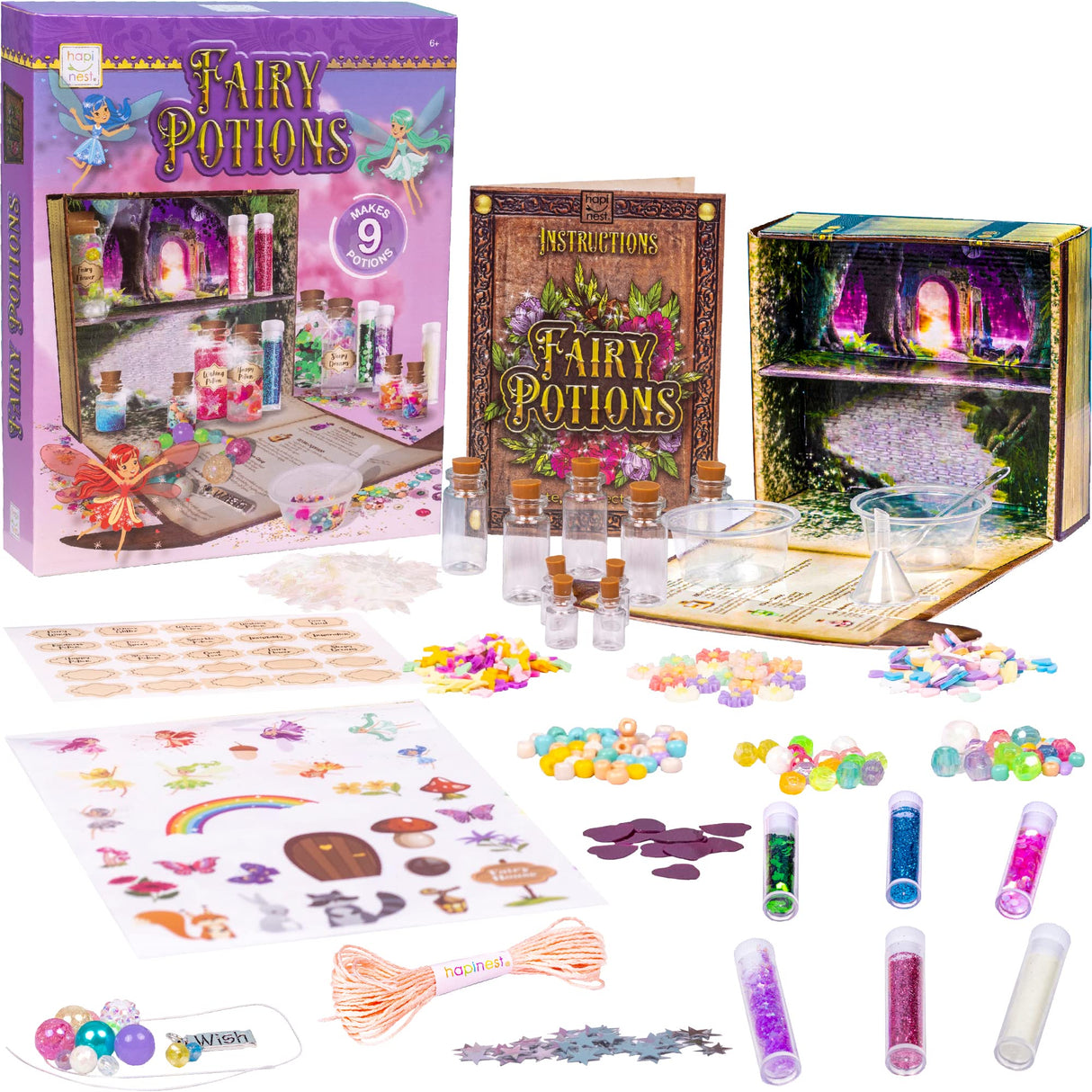 Hapinest Mix Your Own Fairy Potions Kit for Kids, Potion Making Kit Creates 9 Fairy Potions & 1 Bracelet, Fairy Magic Potion Kits for Kids, Toy Fairy Craft for Girls Age 6 7 8-12 Years Old & Up Hapinest
