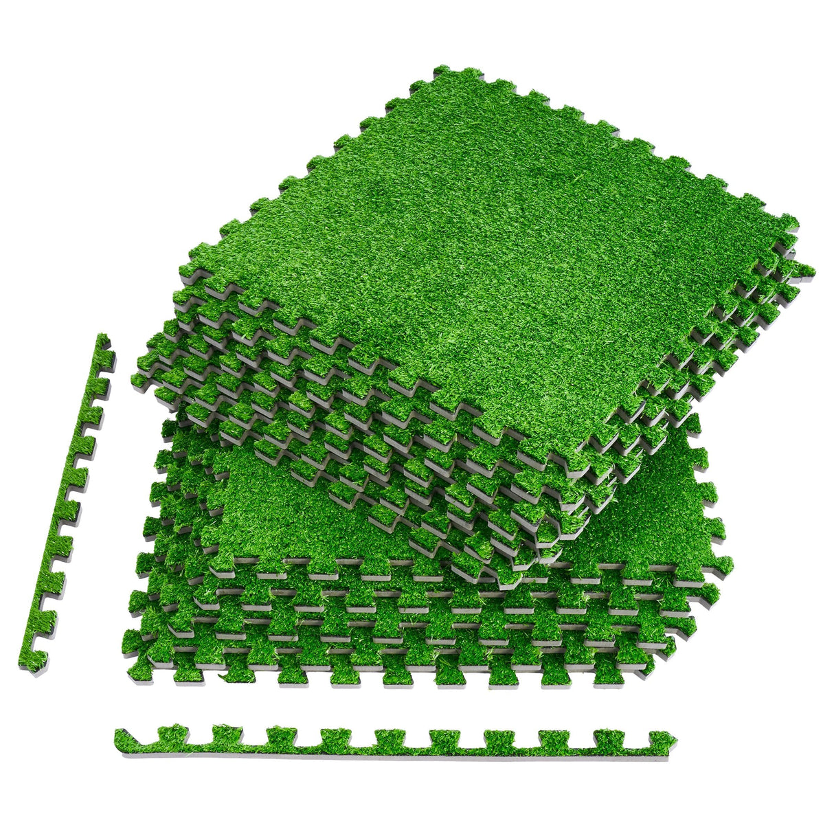 Sorbus Grass Foam Floor Tiles - 12 Interlocking Mats of 24"X24” Total of 48 Sq Ft for Kids Outdoor Toys, Playroom, Deck, Patio, Basement Home Gym - Artificial Carpet Grass Turf Indoor Outdoor Flooring Sorbus