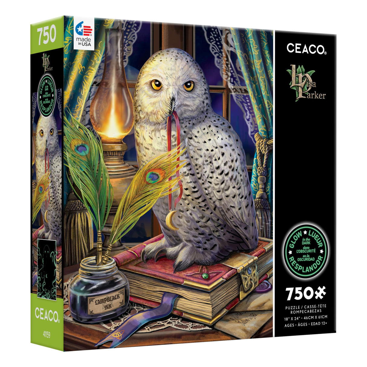 Ceaco - Glow in The Dark - Lisa Parker - Guardian of Spells Glow - 750 Piece Jigsaw Puzzle Ceaco