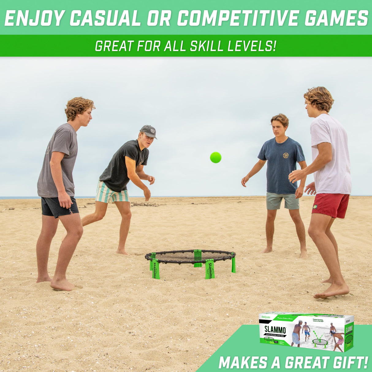 GoSports Slammo Game Set (Includes 3 Balls, Carrying Case and Rules) - Outdoor Lawn, Beach & Tailgating Roundnet Game for Kids, Teens & Adults GoSports