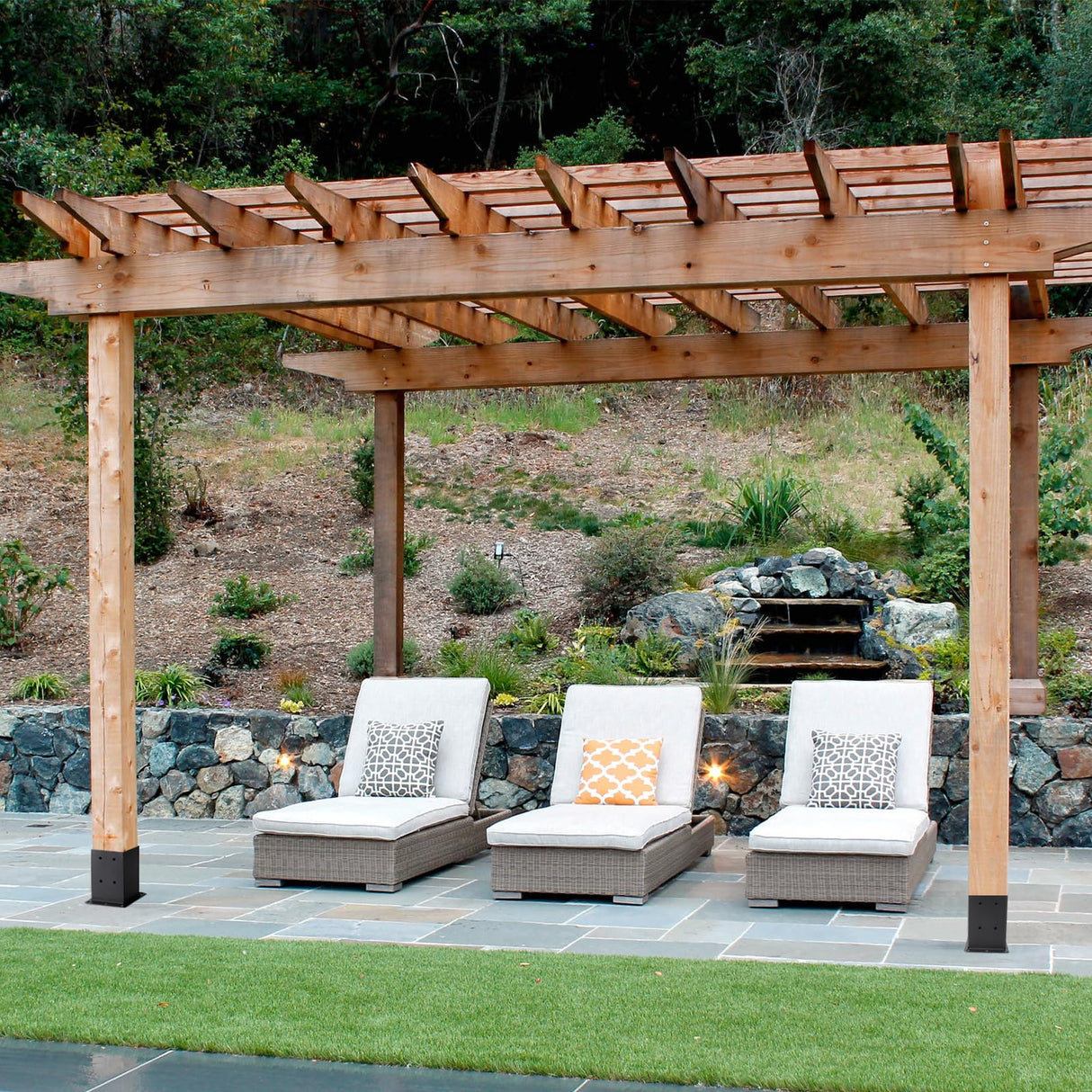 ICokin 4×4 Post Base 8 Pcs,Deck Post Brackets,Inner Size (3.6"x3.6“)Heavy Duty Powder-Coated Steel Post Bracket Fit for Outdoor Pavilion, Deck Railing ,Support Deck Base Plate,Pergola ICokin