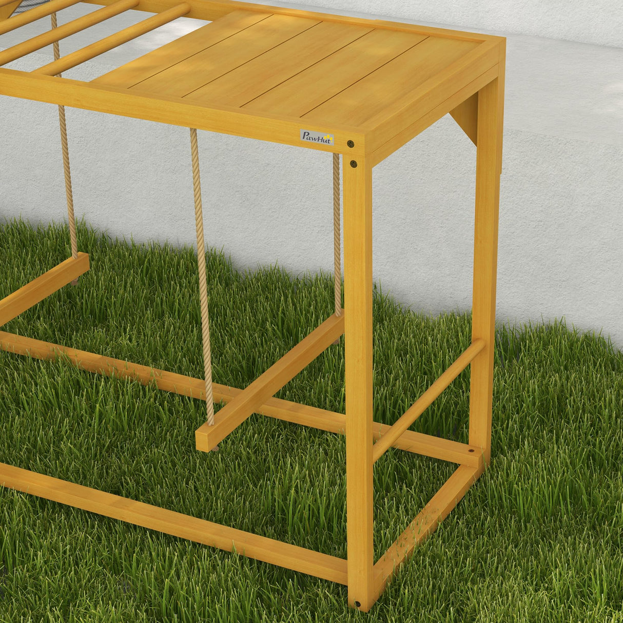 PawHut Chicken Activity Play with Swing Set for 3-4 Birds, Wooden Chicken Coop Accessory with Multiple Chicken Perches & Hen Ladder, Natural PawHut