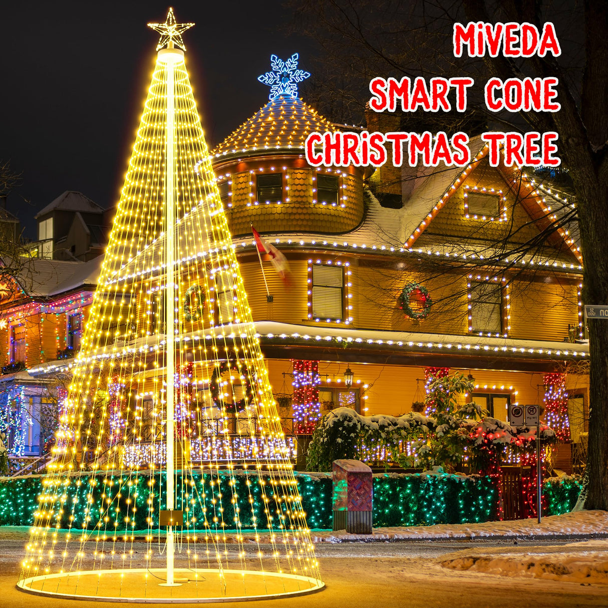 Led Outdoor Christmas Tree, 20ft Prelit Christmas Tree, Smart Outside Christmas Tree Light Show App Control with 1512 LED Lights Color Changing Sync APP & Remote Control Christmas Tree Lighting Miveda