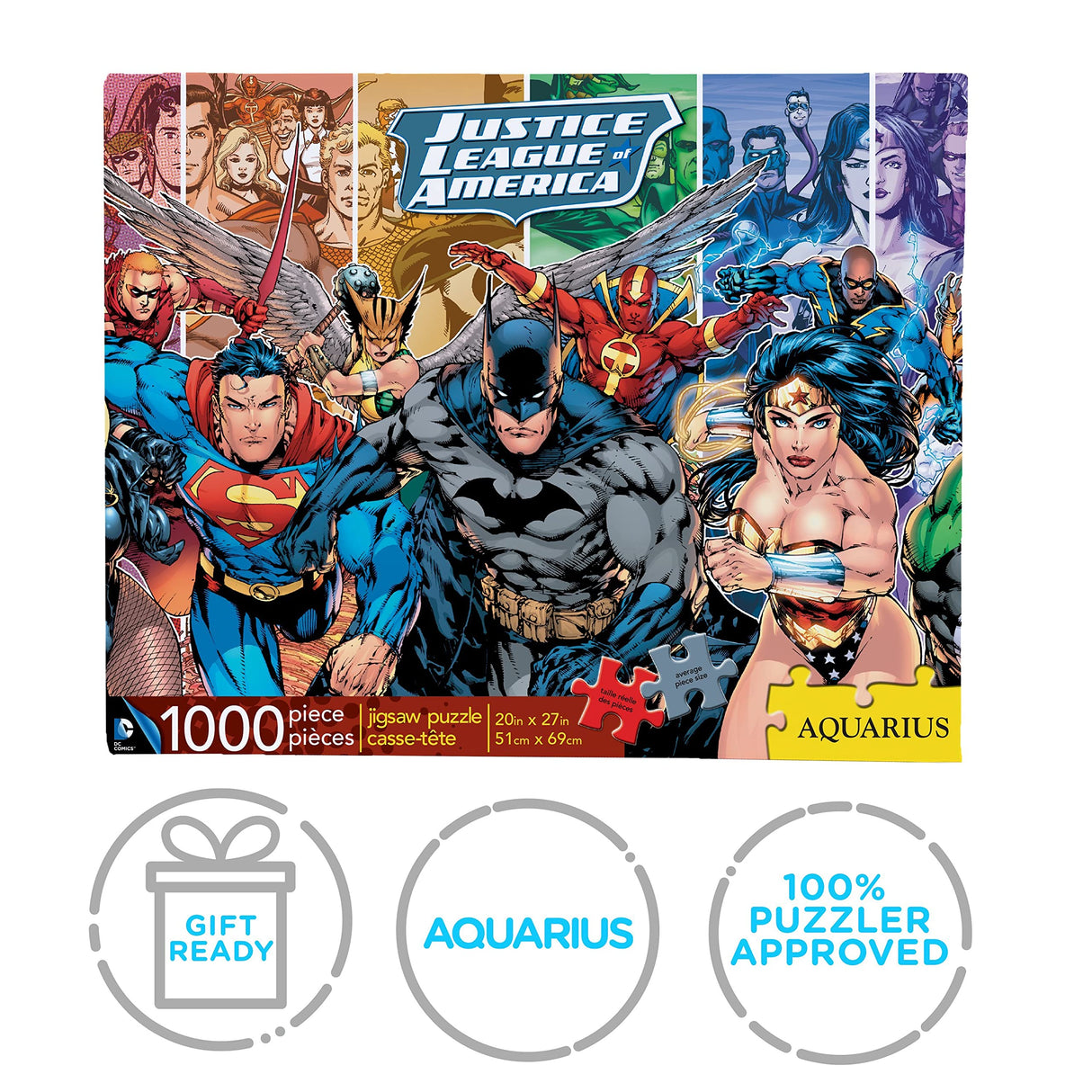 AQUARIUS DC Comics Puzzle Justice League (1000 Piece Jigsaw Puzzle) - Officially Licensed DC Comics Merchandise & Collectibles - Glare Free - Precision Fit - 20 x 27 Inches AQUARIUS
