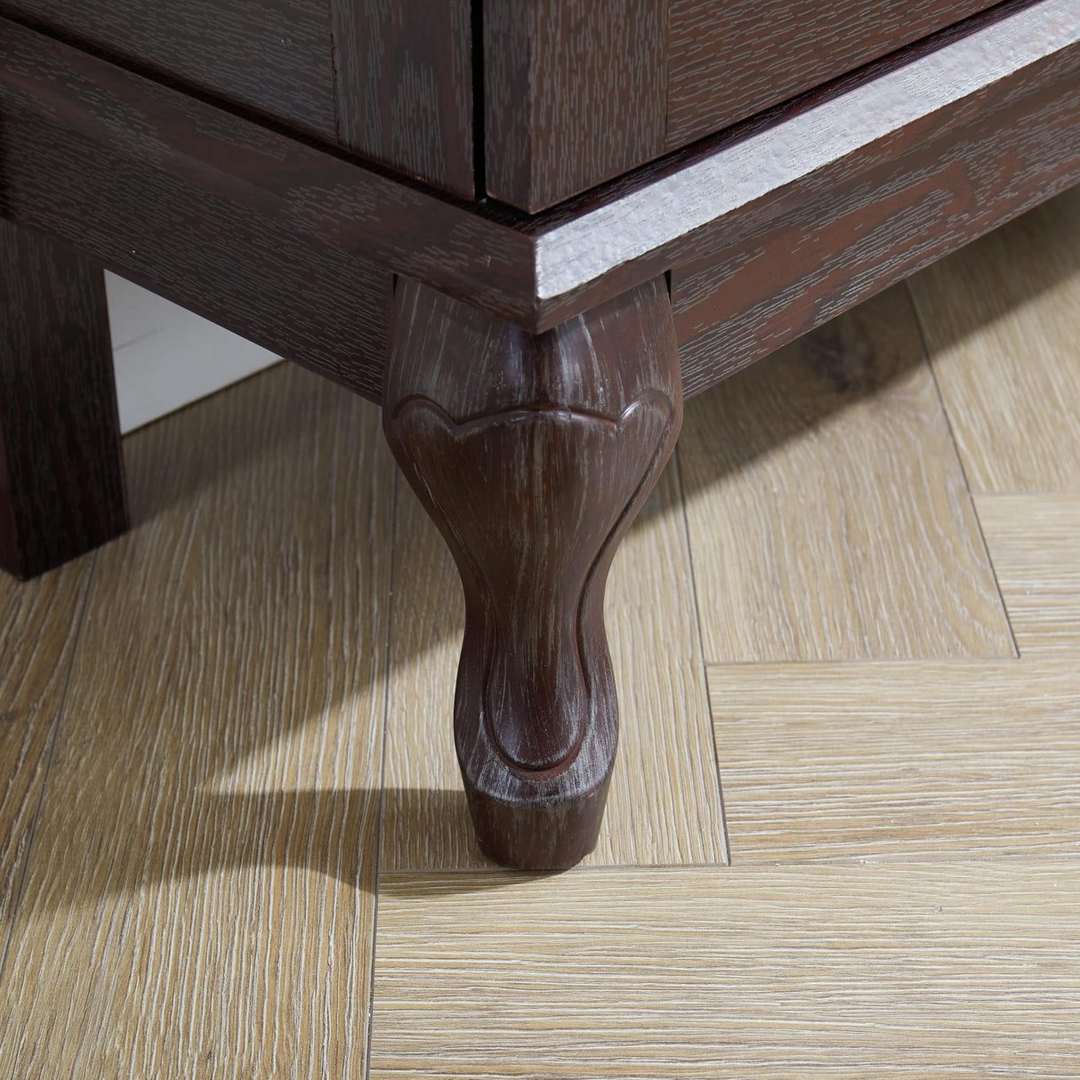 HRVEOCEI Curio Cabinet with Lighted, Display Cabinet with Glass Doors, Corner China Cabinet with Tempered Adjustable Glass Shelves & Carved Decoration(Brown) HRVEOCEI