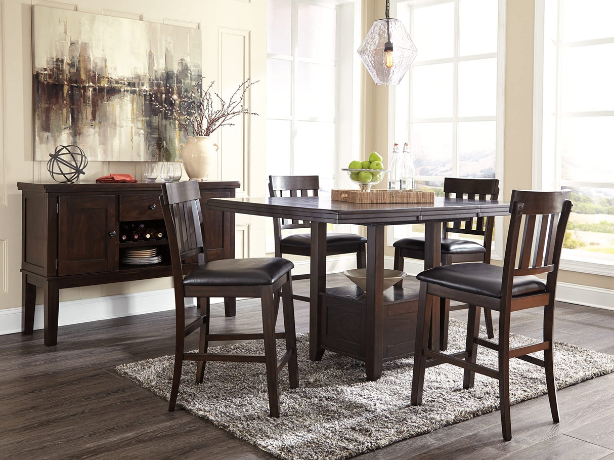Signature Design by Ashley Haddigan Traditional Rectangular 36" Counter Height Dining Extension Table, Dark Brown Signature Design by Ashley