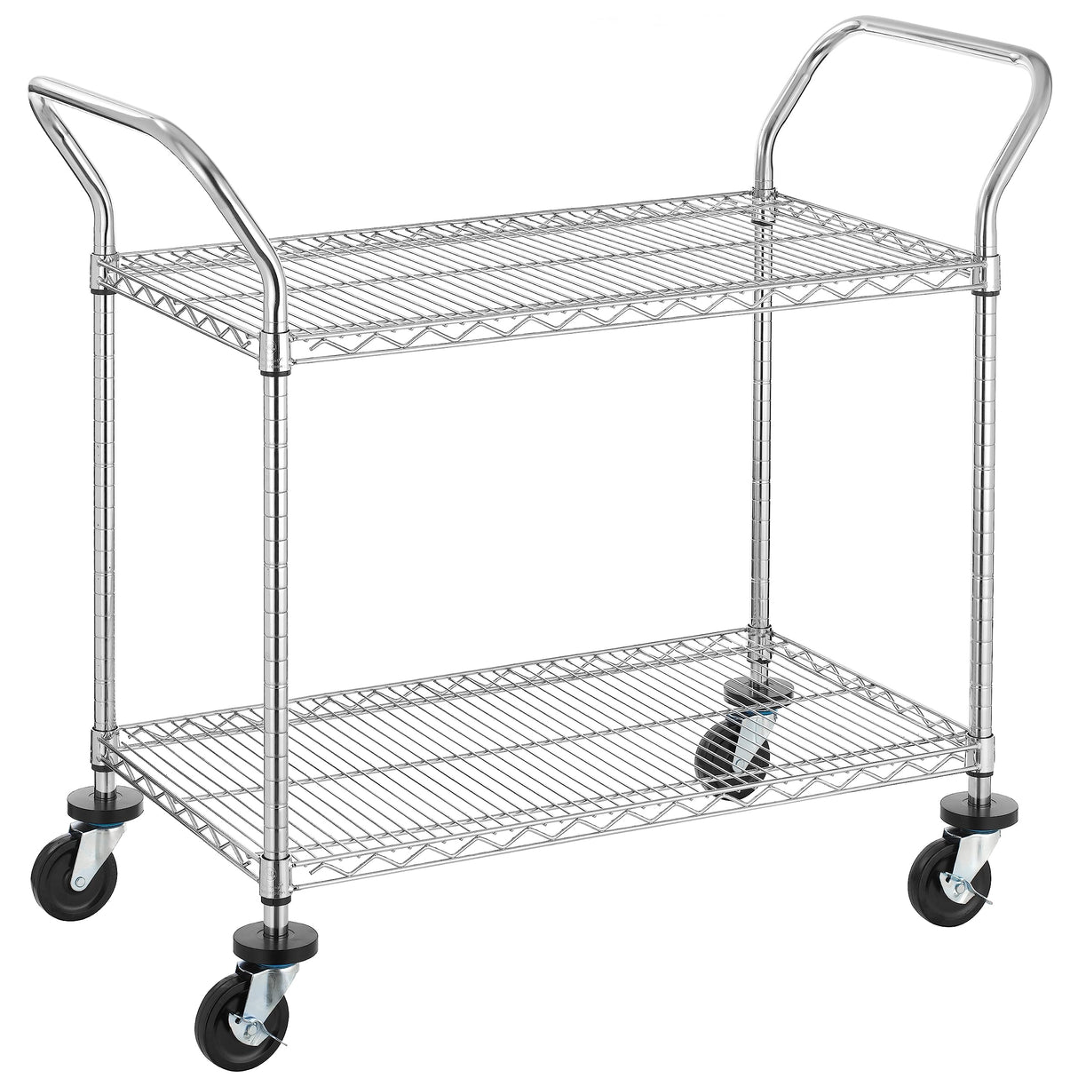 Finnhomy 2-Tier Commercial Grade Rolling Cart, Heavy Duty Utility Cart, Carts with Wheels and Handles, Kitchen Cart on Wheels, Metal Serving Cart with 500 lbs Capacity, Shelf Size 20" D x 36" W, NSF Finnhomy