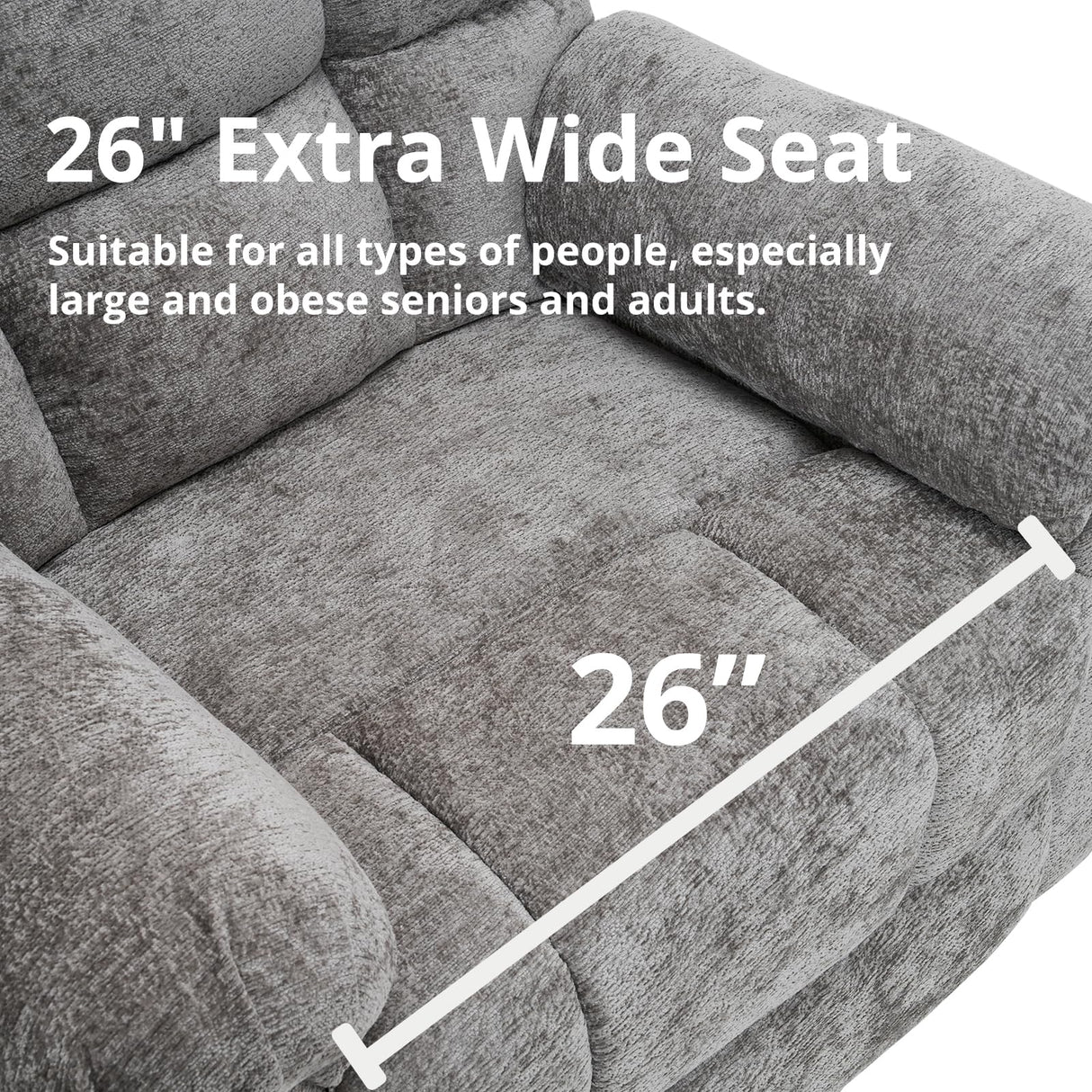 RUTOX Oversized Power Lift Recliner Chair for Elderly, Electric Lift Chair with Masssage and Heat, Overstuffed Power Recliner for Adults, 3 Positions,USB Ports, Side Pockets,Grey RUTOX