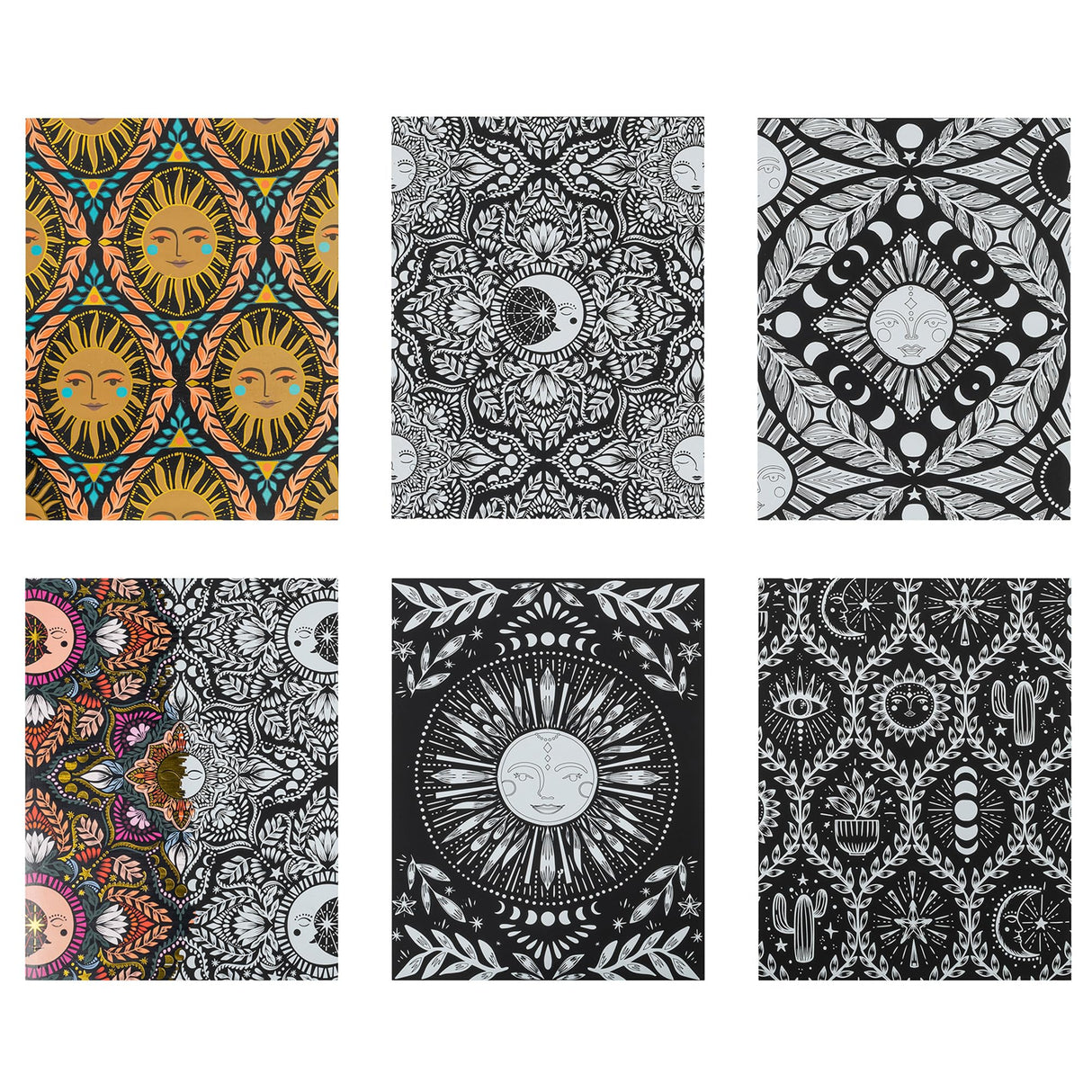 Brea Reese: Scratch Art Paper Pad - Moon & Sun - 6 Designs, Metallic Guided Art, Dual-Tip Stylus & Brush, Easy-to-Frame 9x12 Pages, Adult Craft Kit Brea Reese