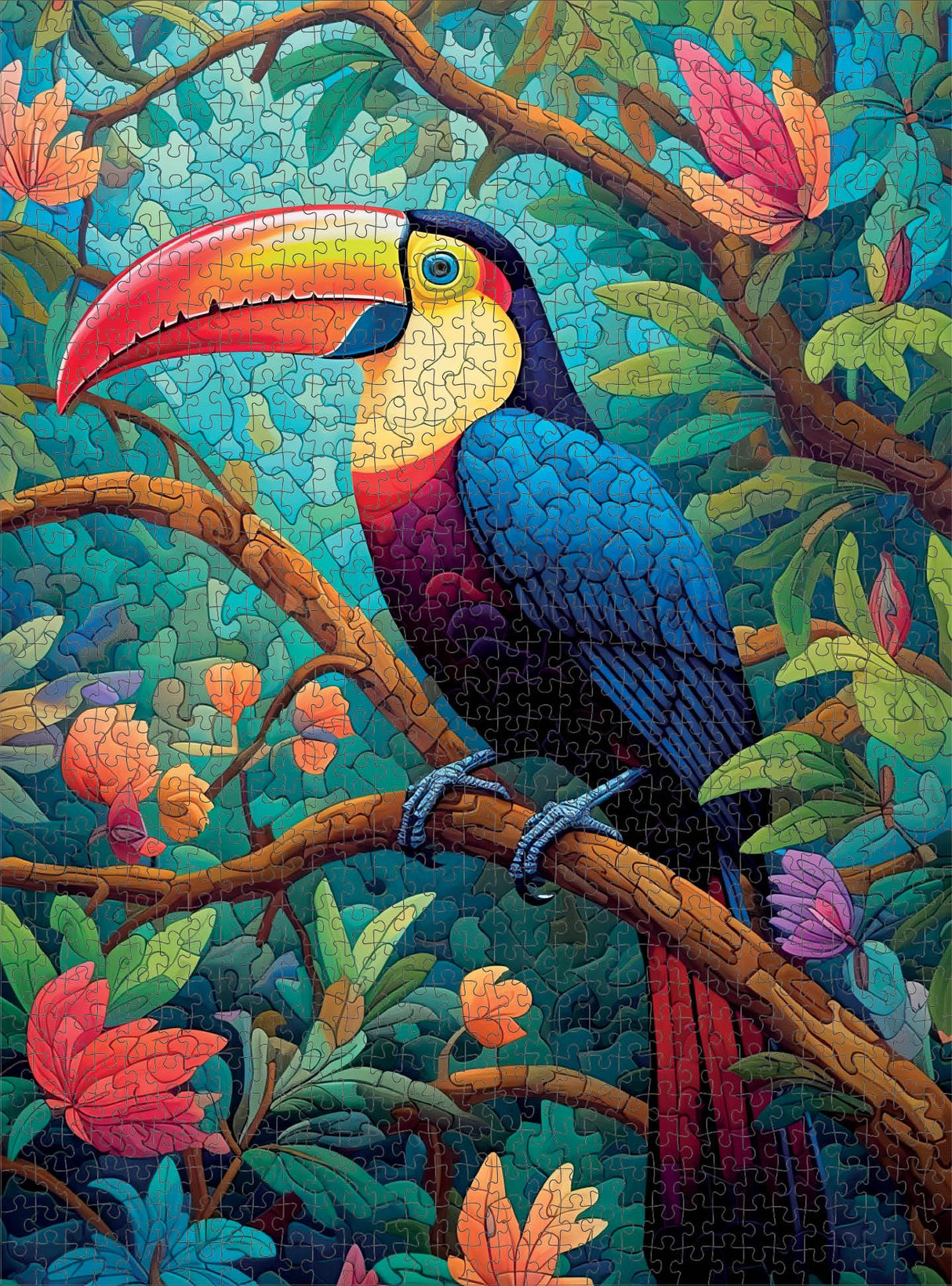 Cross & Glory - Mystical Mosaic: Toucan's Paradise - 1000 Piece Jigsaw Puzzle for Adults | Vibrant Tropical Forest Art Cross & Glory