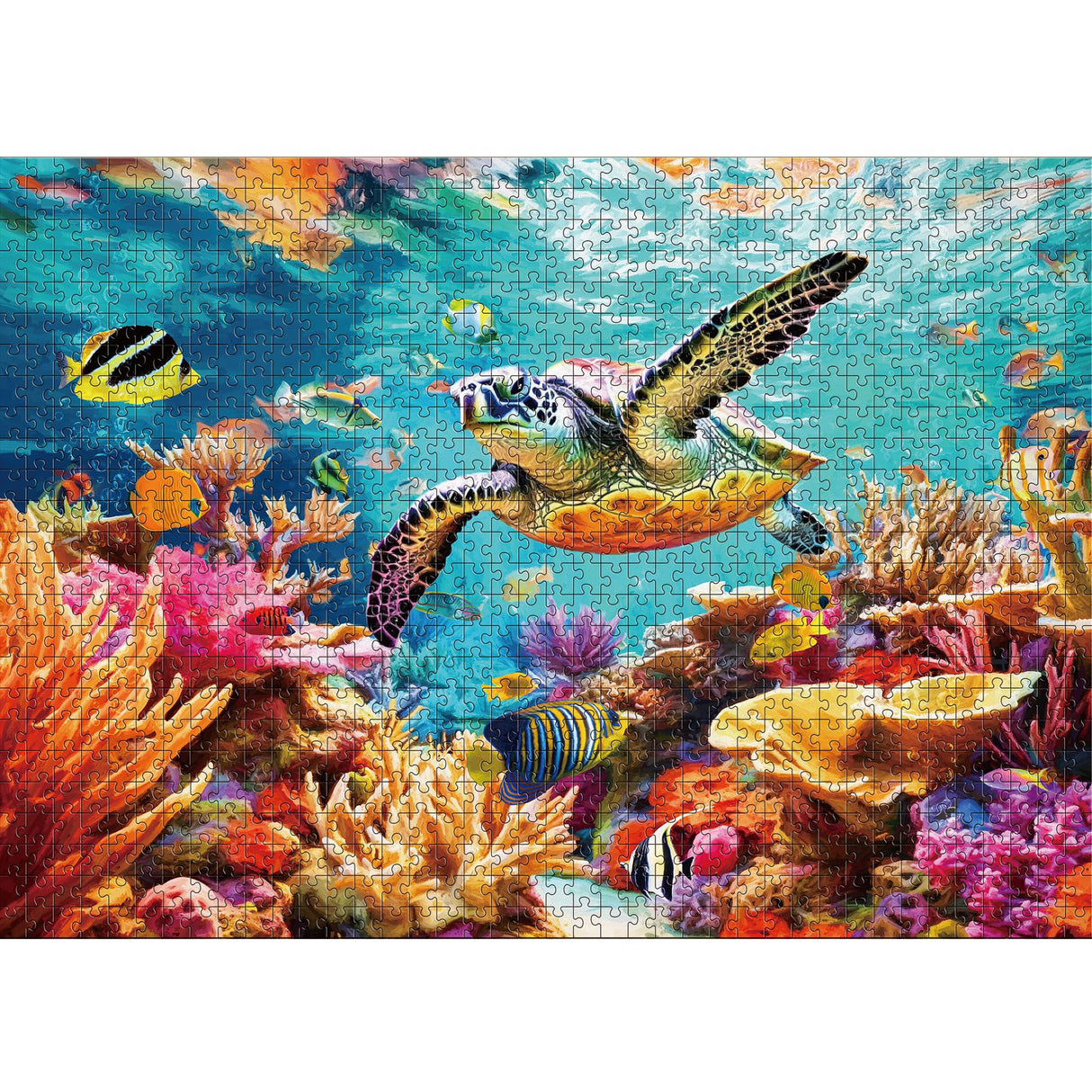 takfot Puzzles for Adults 1000 Pieces - Ocean Beach Sea Turtle Coral - 1000 Piece Puzzles with Letters on Back - Jigsaw Puzzles 1000 Pieces for Fun Game Nights - 27.6" L X 20.5" W, 1:1 Poster takfot