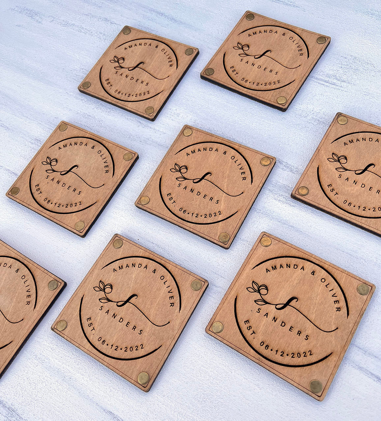 Personalized Coaster Wedding Gifts for Couple Unique Birch Wooden Coasters, Anniversary Gifts, Personalized Wedding Gift, Housewarming Gift, Set of 4, 6, 8, 12, 16 vitawed