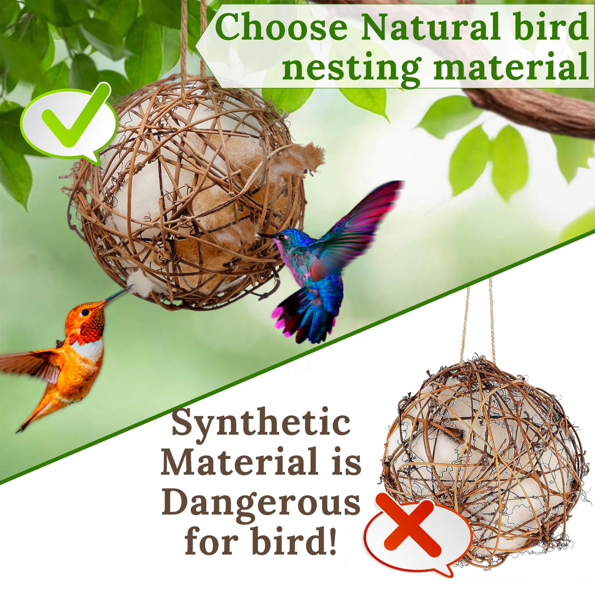 Hummingbird Nesters - Bird Nesting Material Holder for Wild Birds - Humming Bird House Materials Gifts for Bird Watching Nature Lovers - Refillable Outdoor Bird Nesting Station to Build a Nest slivche