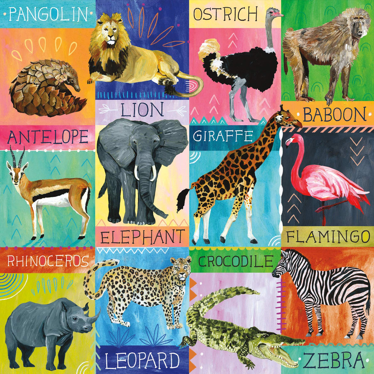 Painted Safari 500 Piece Family Puzzle from Mudpuppy - Beautifully Illustrated 20" x 20" Jigsaw Puzzle, Perfect for Hours of Family Fun, Ages 8+ Mudpuppy