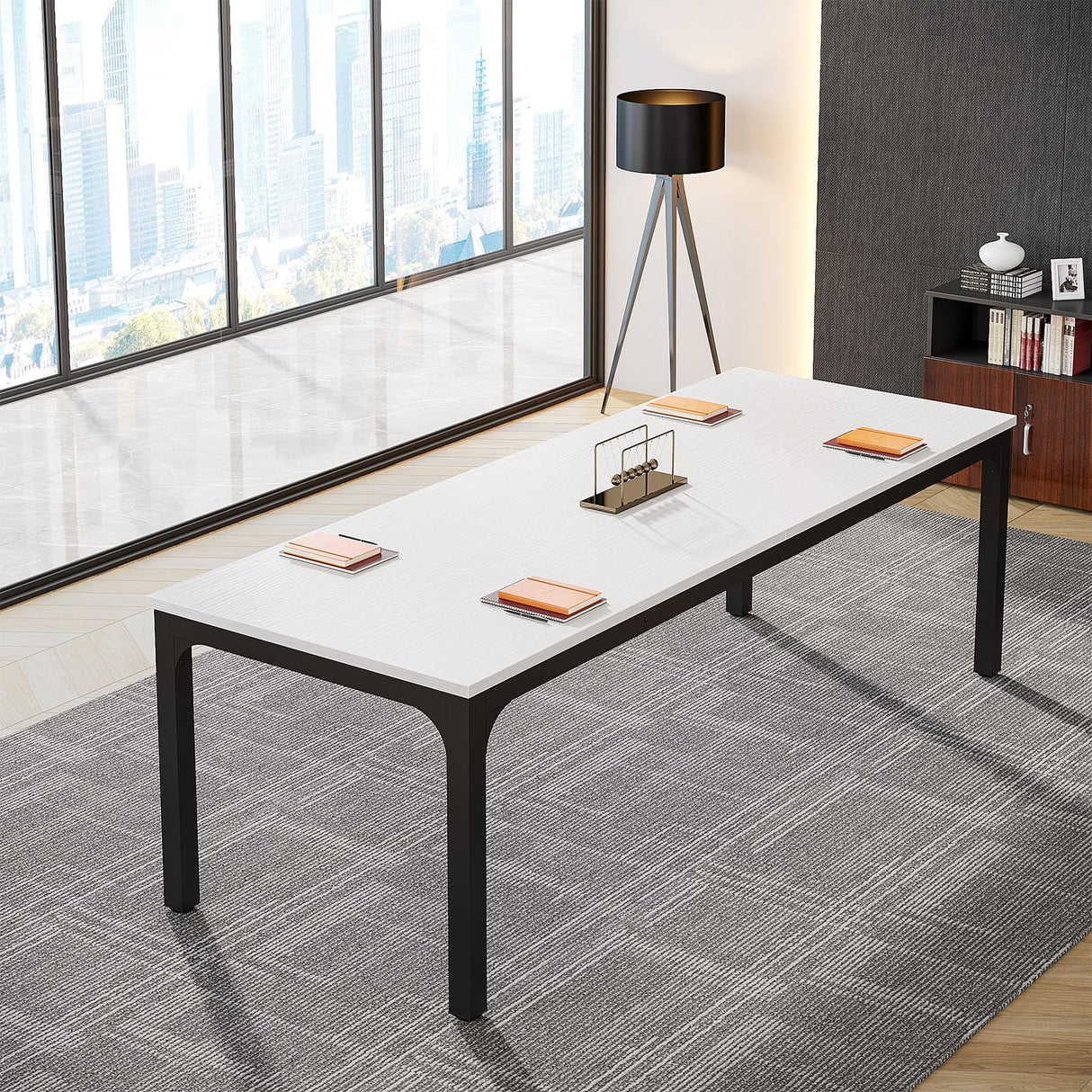 Tribesigns 78.74-Inch Conference Table Set,13FT Conference Room Table, Large Rectangle Meeting Seminar Tables Set,Long Business Tables (Chair not Included) (2, White+Black, 2 Pack) Tribesigns