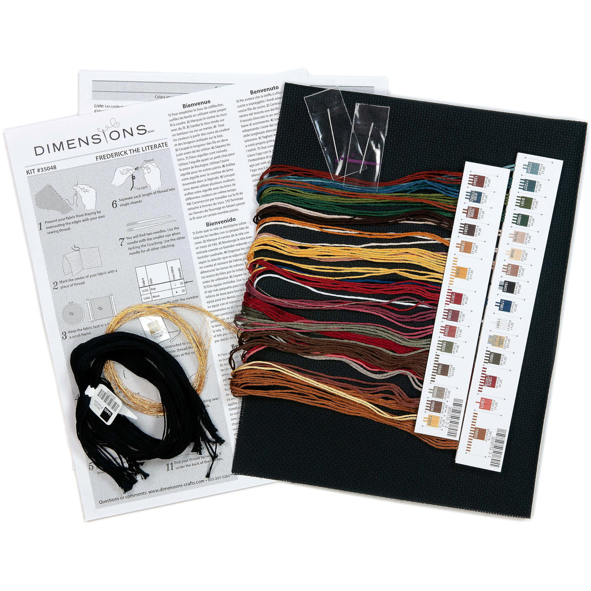 Dimensions 'Frederick the Literate' Snoozing Cat Counted Cross Stitch Kit, 14 Count Black Aida, 12" x 11" Dimensions