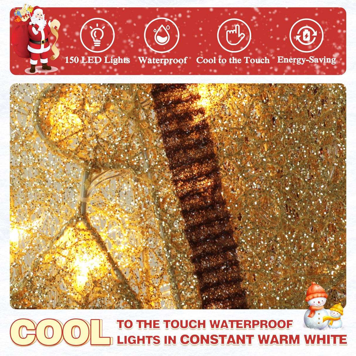 MUPATER Lighted Outdoor Christmas Decoration Nativity Scene, Lighted Christmas Yard Decor Set for Lawn and Home Holiday Party with Lights, Zip Ties and Ground Stakes, Gold MUPATER