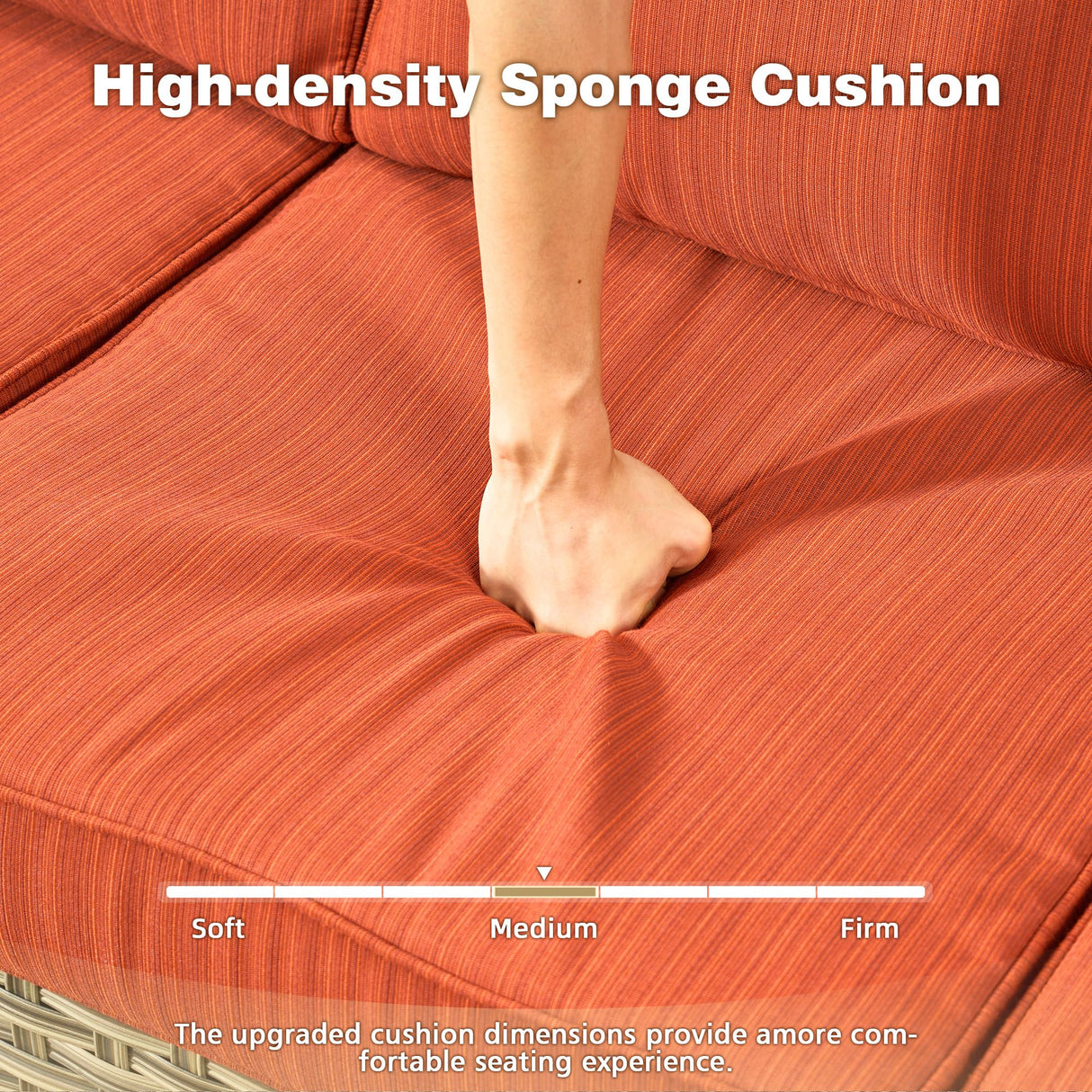 CAODOC 15-Piece Outdoor Sectional Sofa Set w/ 43" Fire Pit – L-Shaped Wicker Patio Furniture, Deep Seating & Swivel Rockers, Red CAODOC