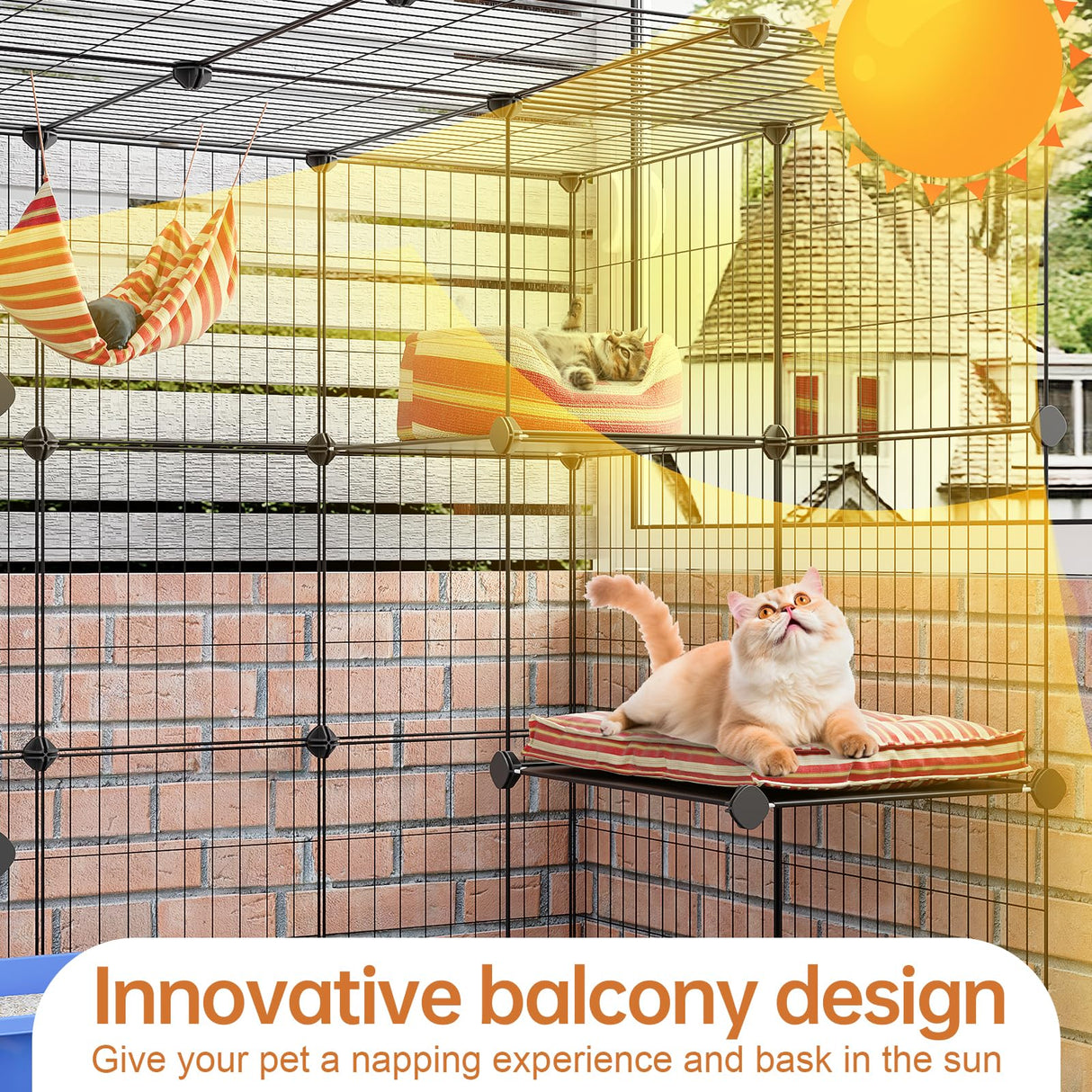 Oneluck 3-Tier Cat Cages Indoor Enclosure DIY Cat Playpen Catio Detachable Metal Wire Kennels Cats Crate Large Extra Exercise Place Ideal for 1 Cat,35.4 Inches Oneluck