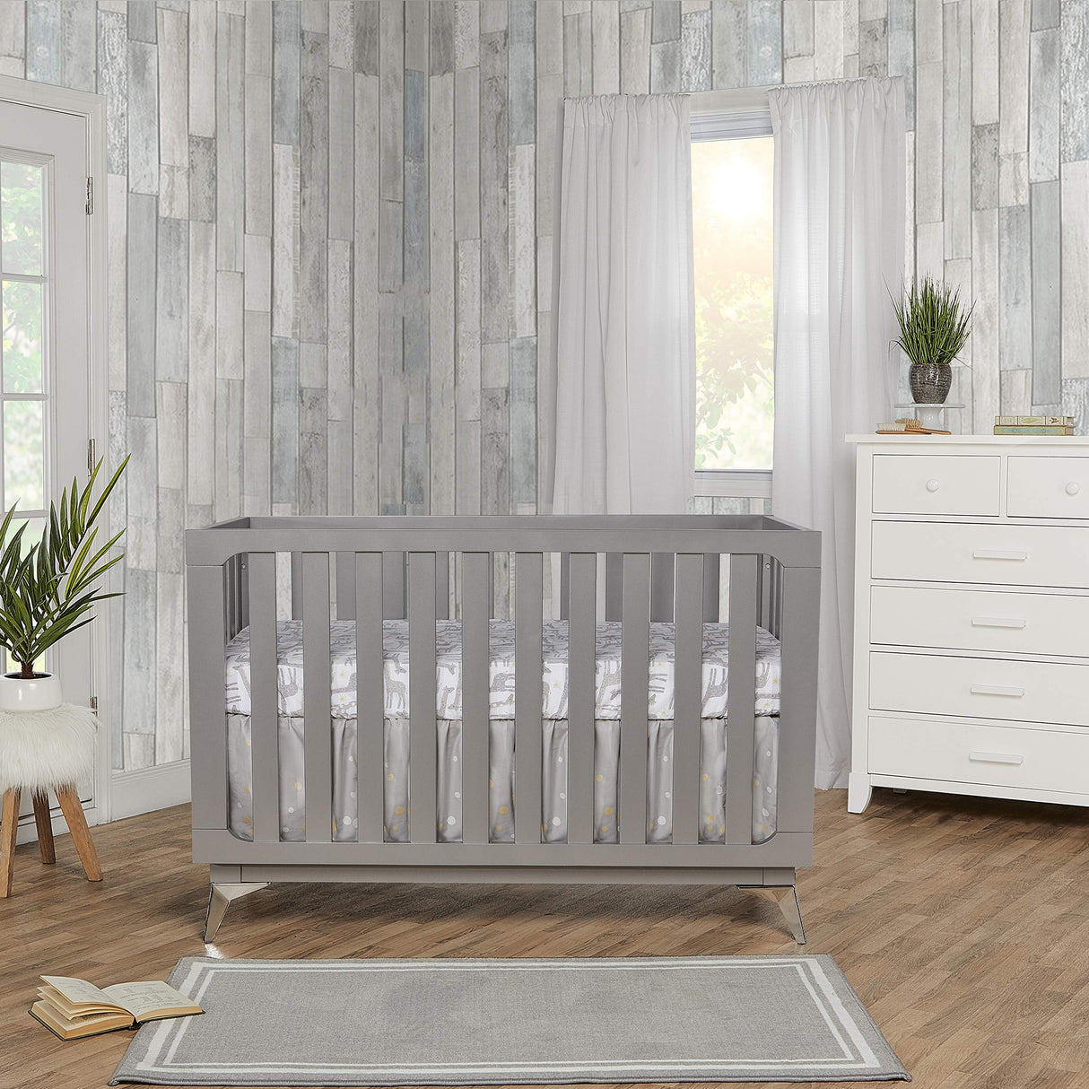 Dream On Me Harper 4-In-1 Convertible Crib In Storm Grey, Greenguard Gold & JPMA Certified, 3 Mattress Height Settings Dream On Me