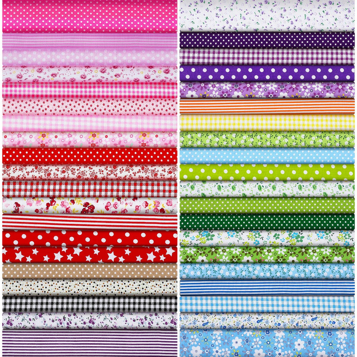 40 Pcs 10 x 10 Inches Cotton Fabric Bundle Squares Precut Fabric Multi Color Floral Fat Squares Sheets for DIY Craft Quilting Sewing(Fresh Patterns) Tegeme