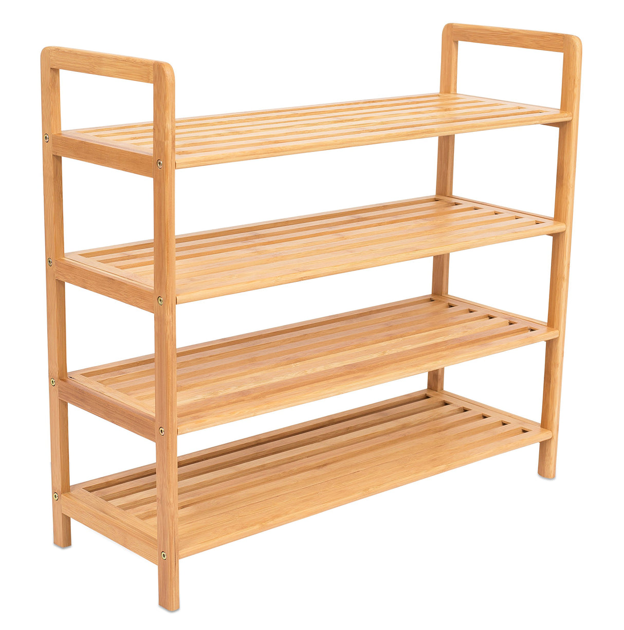 BIRDROCK HOME 4-Tier Bamboo Shoe Rack - Lightweight Wooden Organizer - Free Standing Storage Shelf for Closets, Hallways, Entryways, Mudrooms, and Front Doors - Art Deco Style - Fits 12 Pairs of Shoes BIRDROCK HOME