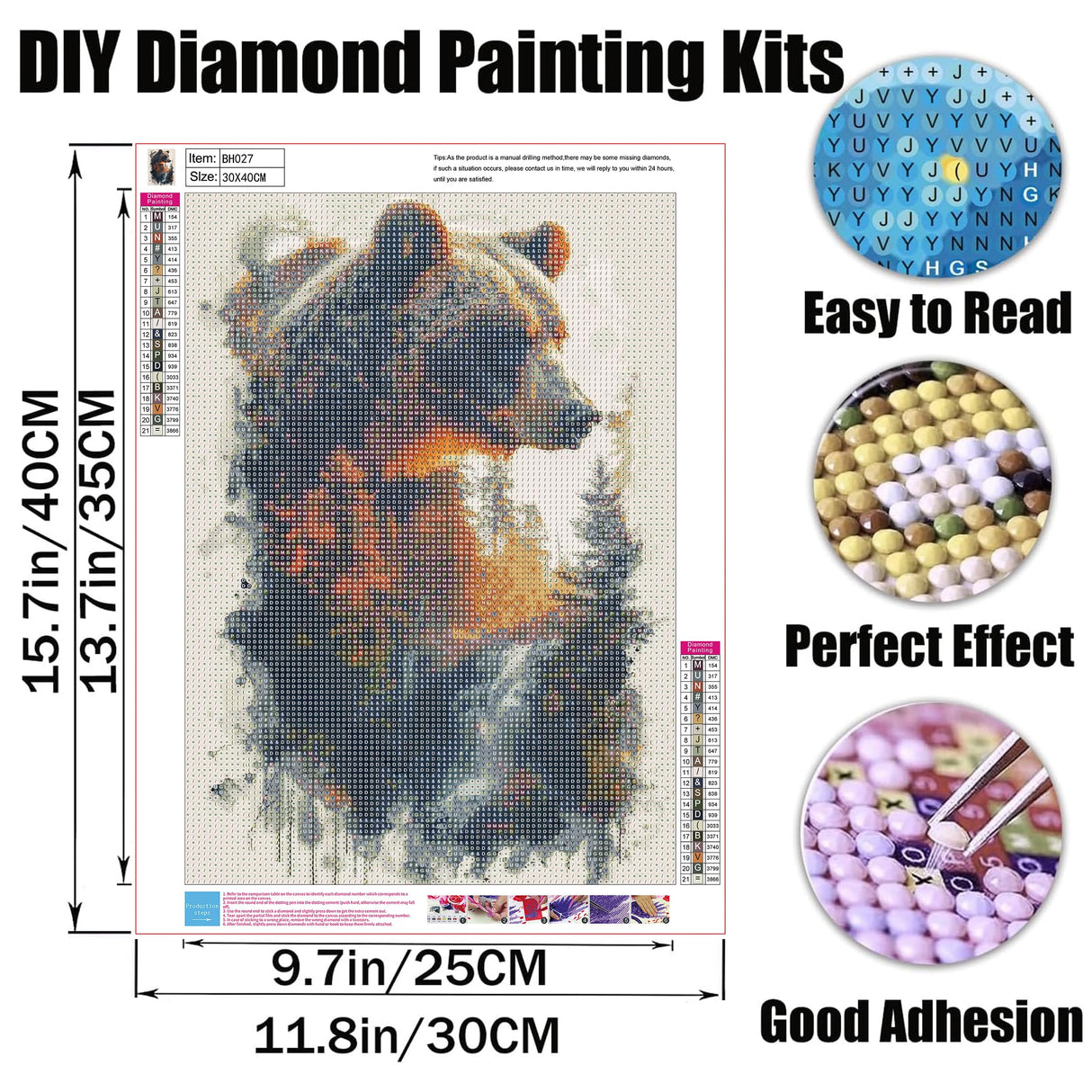 GMETINC 5D Diamond Painting Kits for Adults, Animal Bear Forest Scene Diamond Art Kits for Adults Beginner, DIY Full Drill Diamond Dots Paintings with Gem Art and Crafts Home Wall Decor 12x16inch GMETNIC